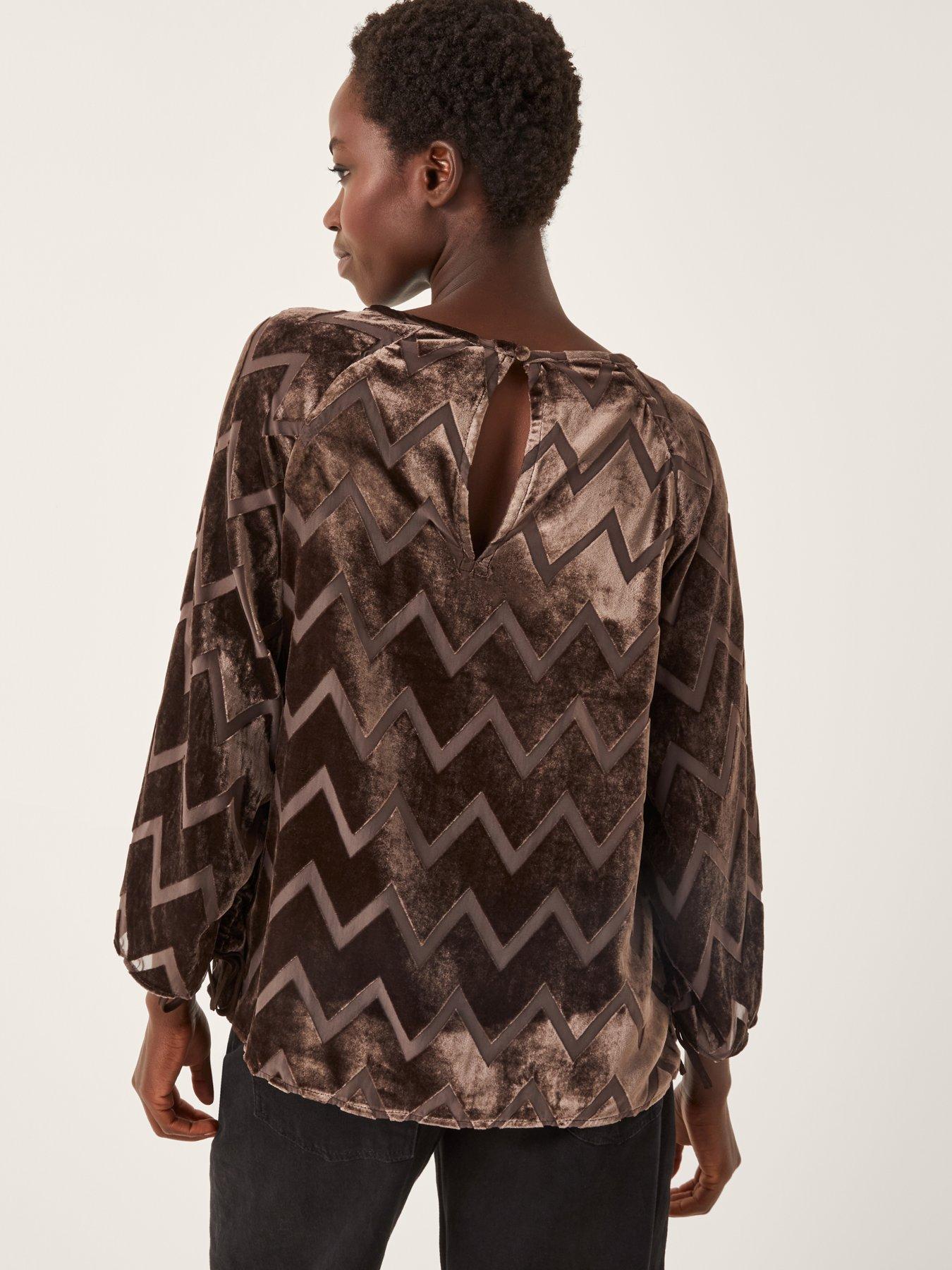 Image 2 of 5 of Monsoon Keisha Geometric Velvet Top - Brown