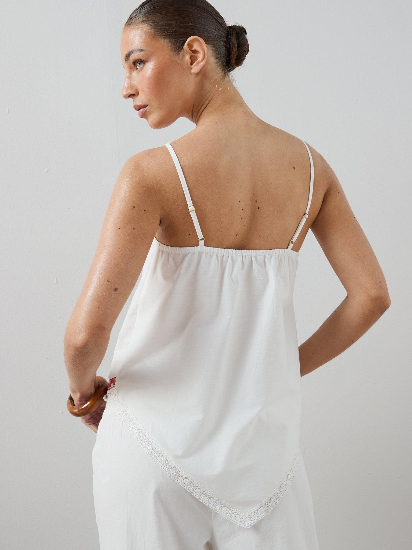 Image 2 of 6 of The Very Collection Patchwork Asymmetric Cami - White