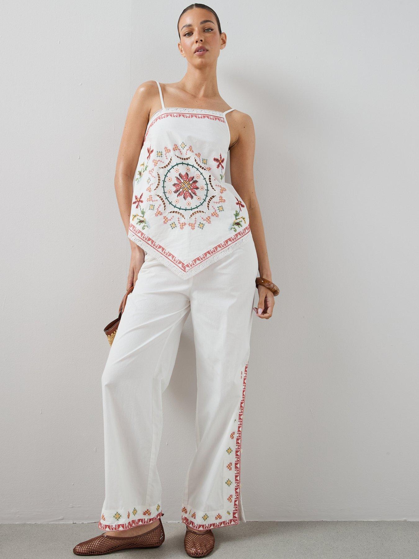 Image 3 of 6 of The Very Collection Patchwork Asymmetric Cami - White
