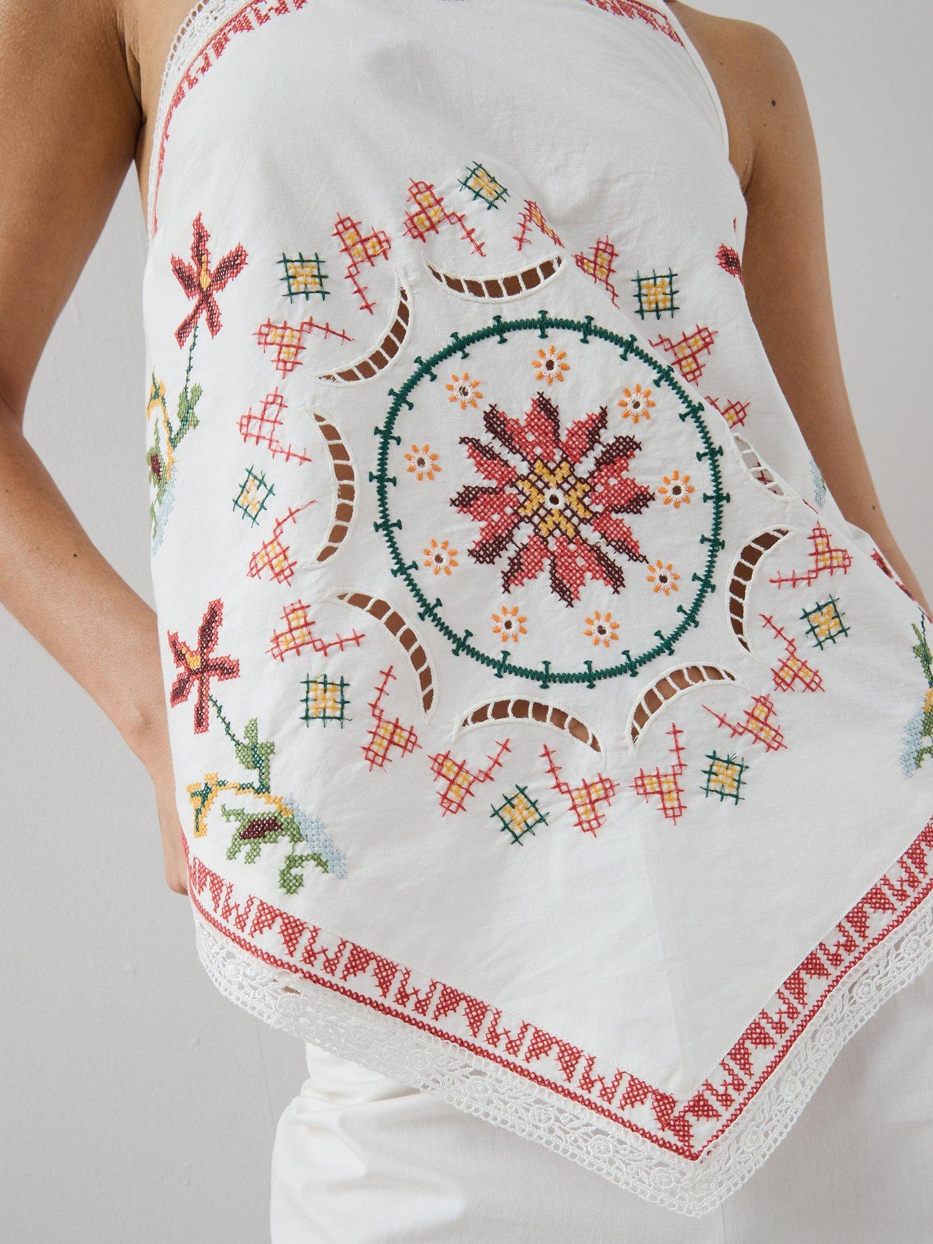 Image 5 of 6 of The Very Collection Patchwork Asymmetric Cami - White