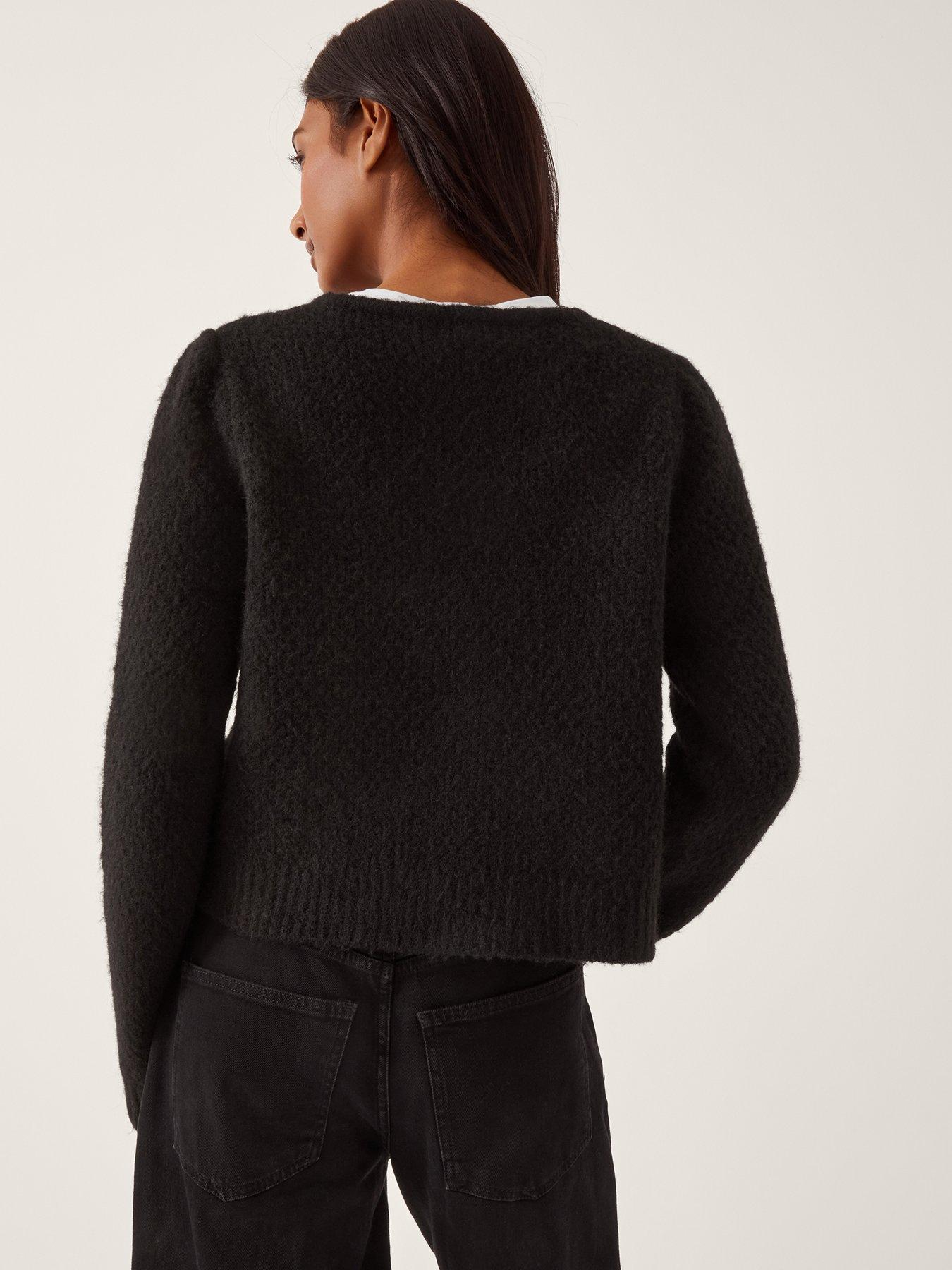 Image 2 of 5 of Monsoon Fessa Jewel Brooch Cardigan - Black