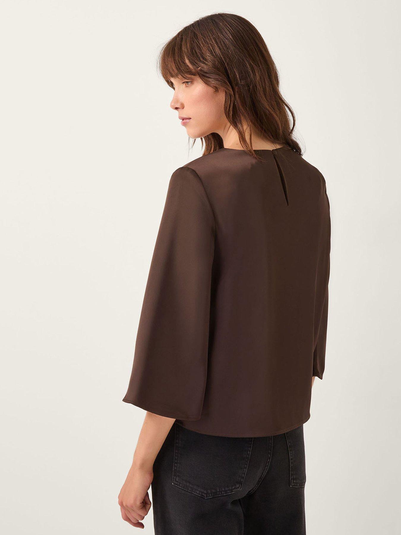 Image 2 of 5 of Monsoon Ingrid Satin Top - Brown