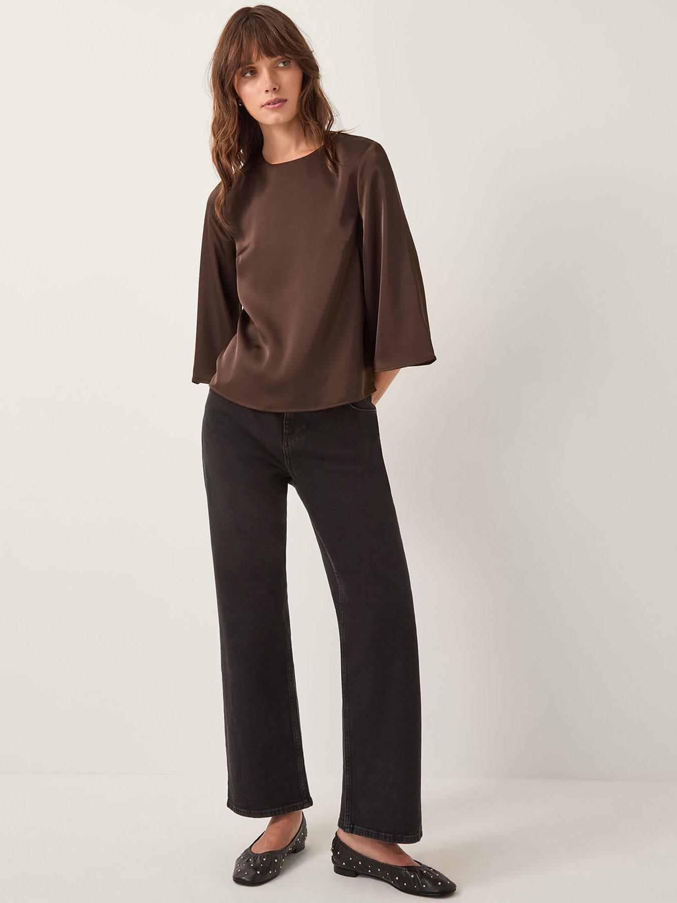 Image 3 of 5 of Monsoon Ingrid Satin Top - Brown