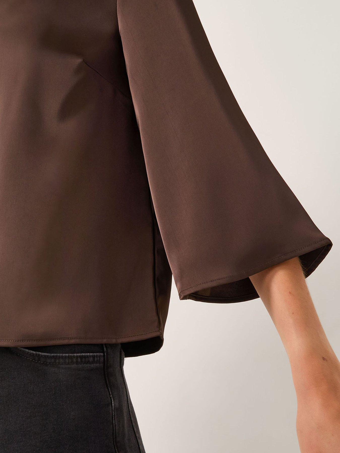Image 4 of 5 of Monsoon Ingrid Satin Top - Brown