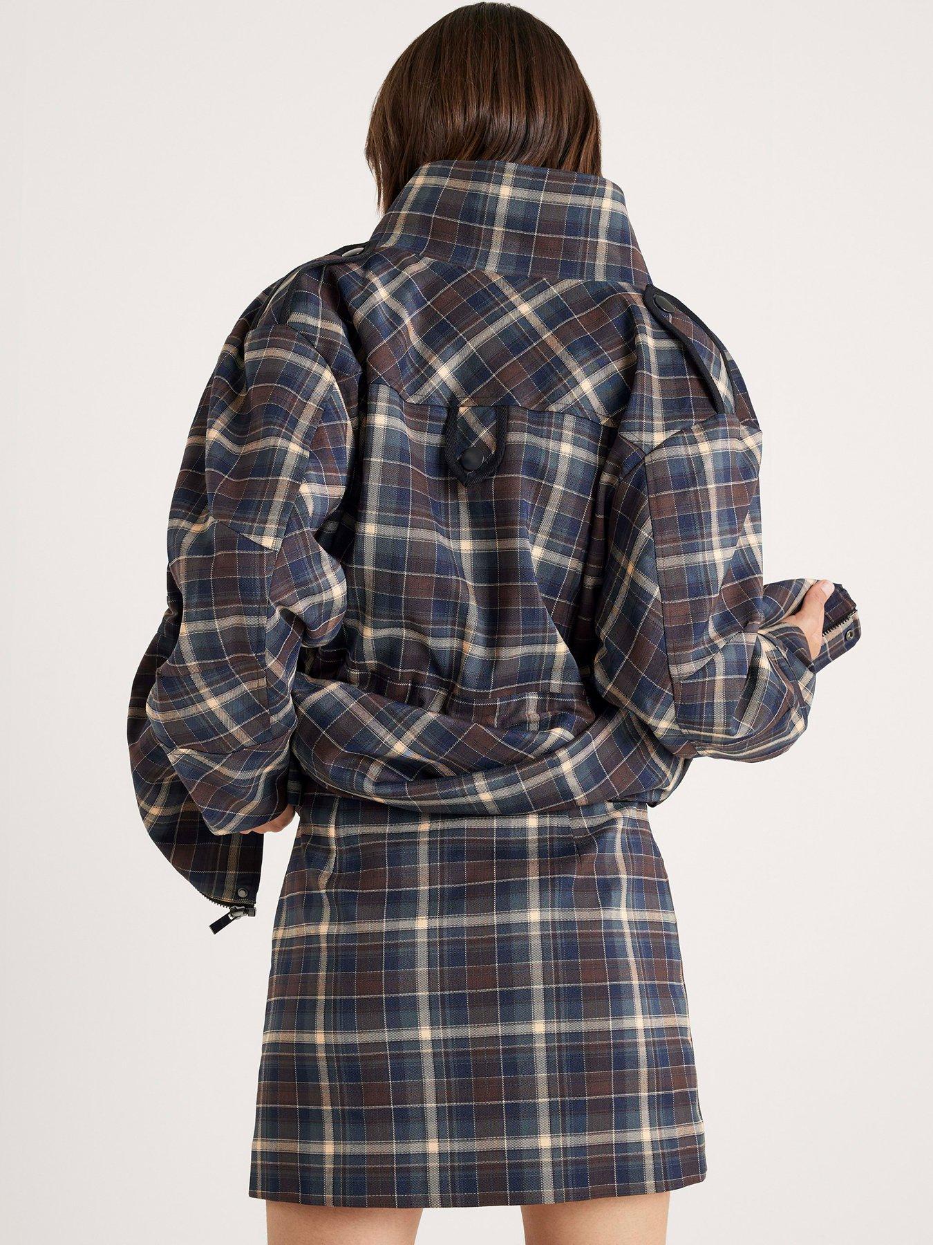 Image 2 of 4 of River Island Check Aline Mini Skirt - Brown