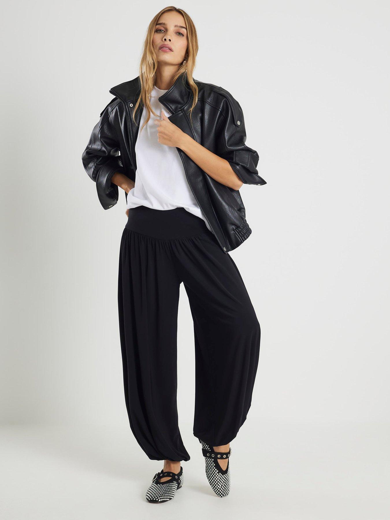 Image 1 of 4 of River Island Balloon Leg Trousers - Black