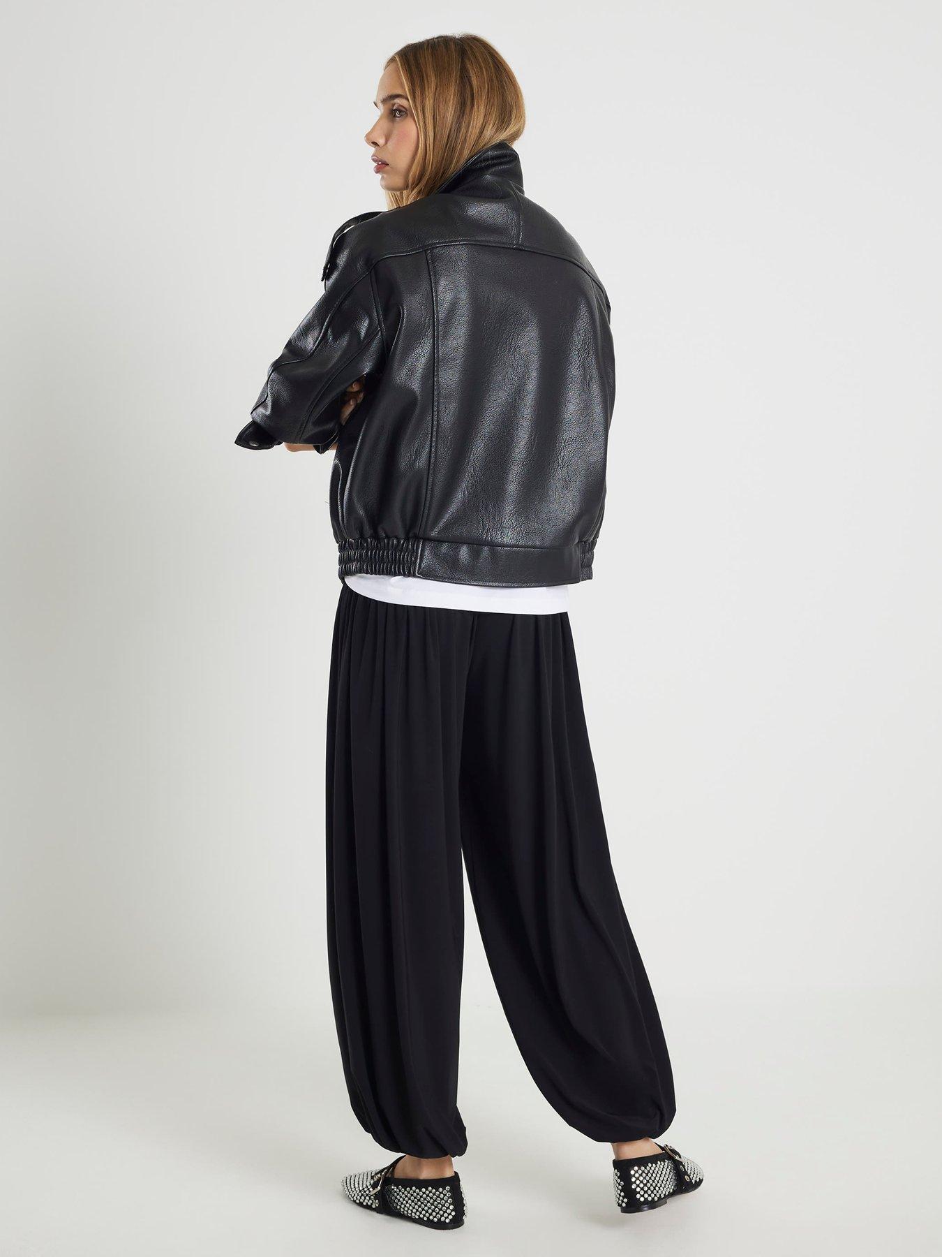 Image 2 of 4 of River Island Balloon Leg Trousers - Black