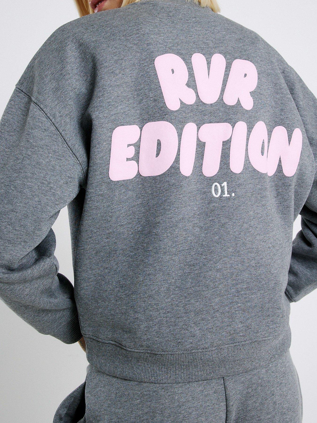 Image 2 of 6 of River Island Long Sleeve Back Print Editions Sweatshirt - Grey