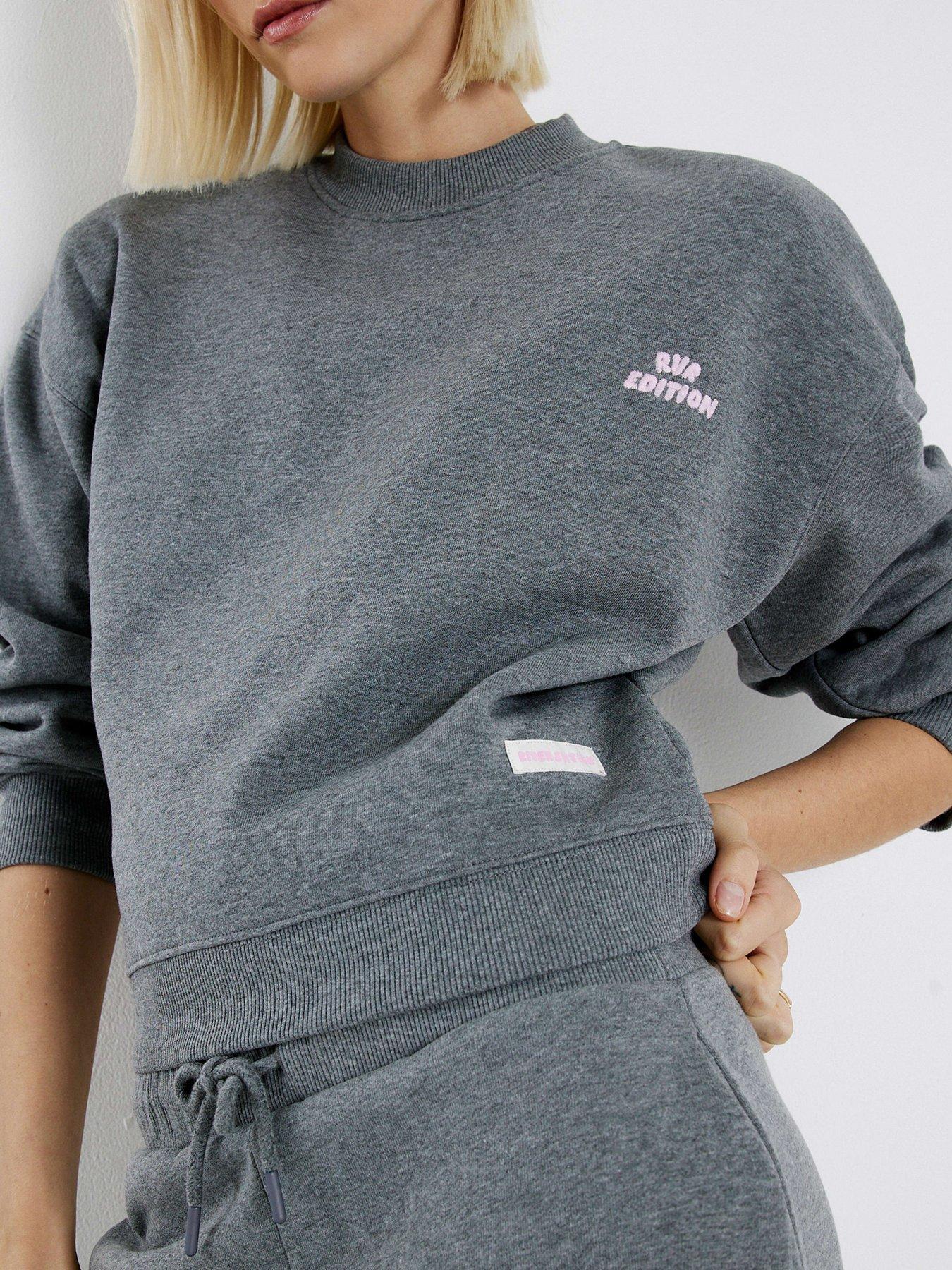 Image 4 of 6 of River Island Long Sleeve Back Print Editions Sweatshirt - Grey