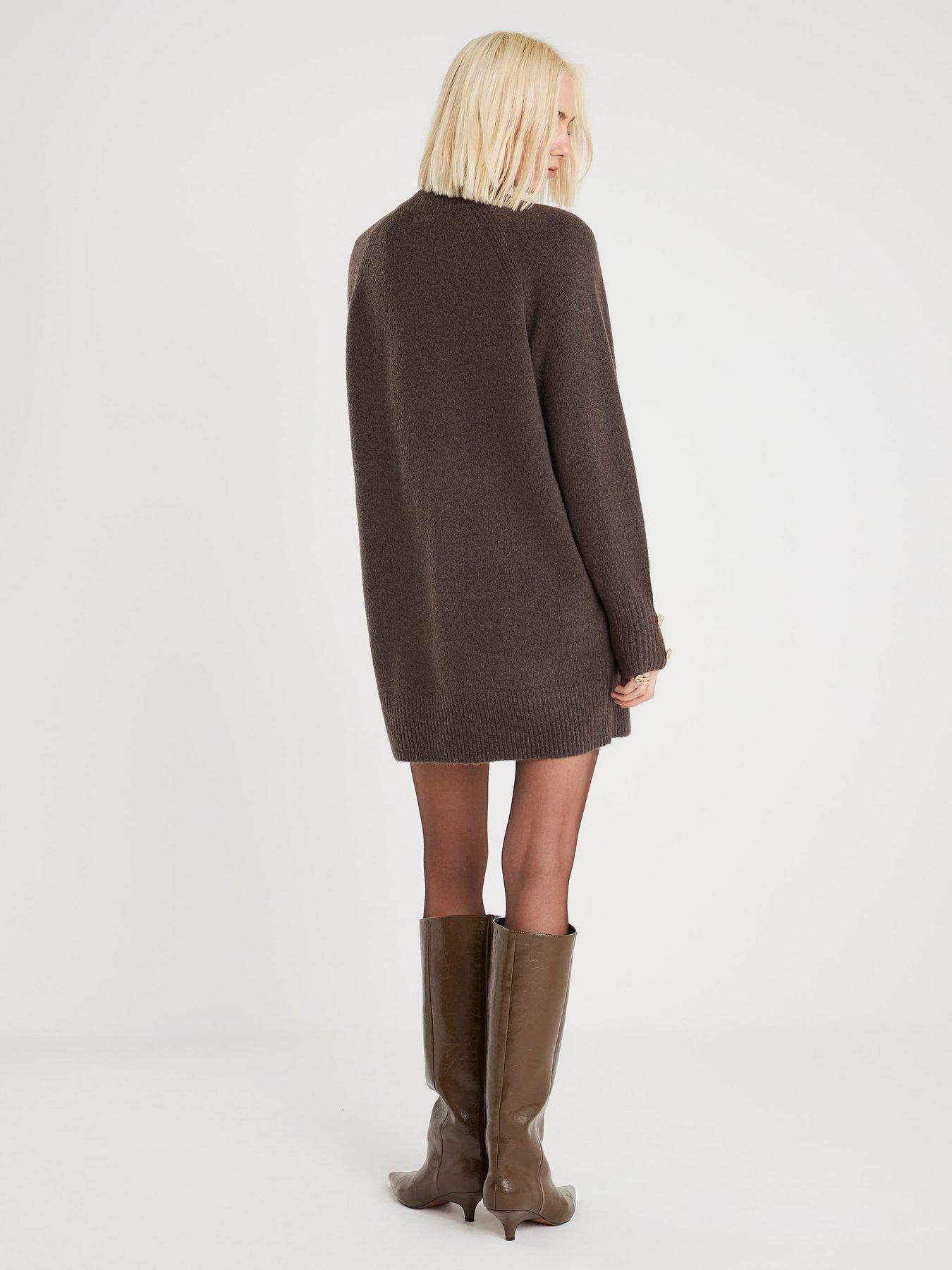 Image 2 of 6 of River Island Cosy Jumper Dress - Brown