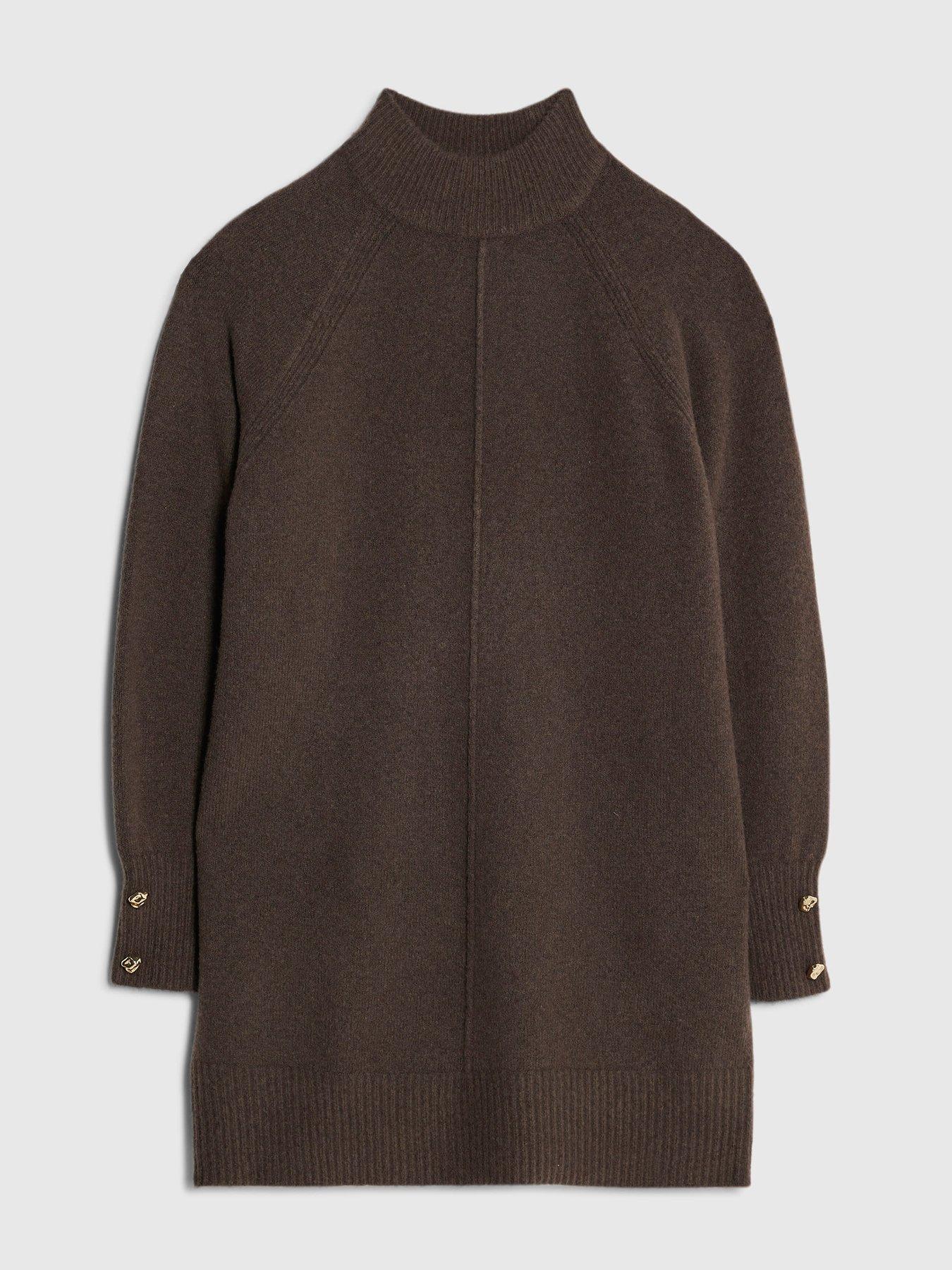 Image 5 of 6 of River Island Cosy Jumper Dress - Brown