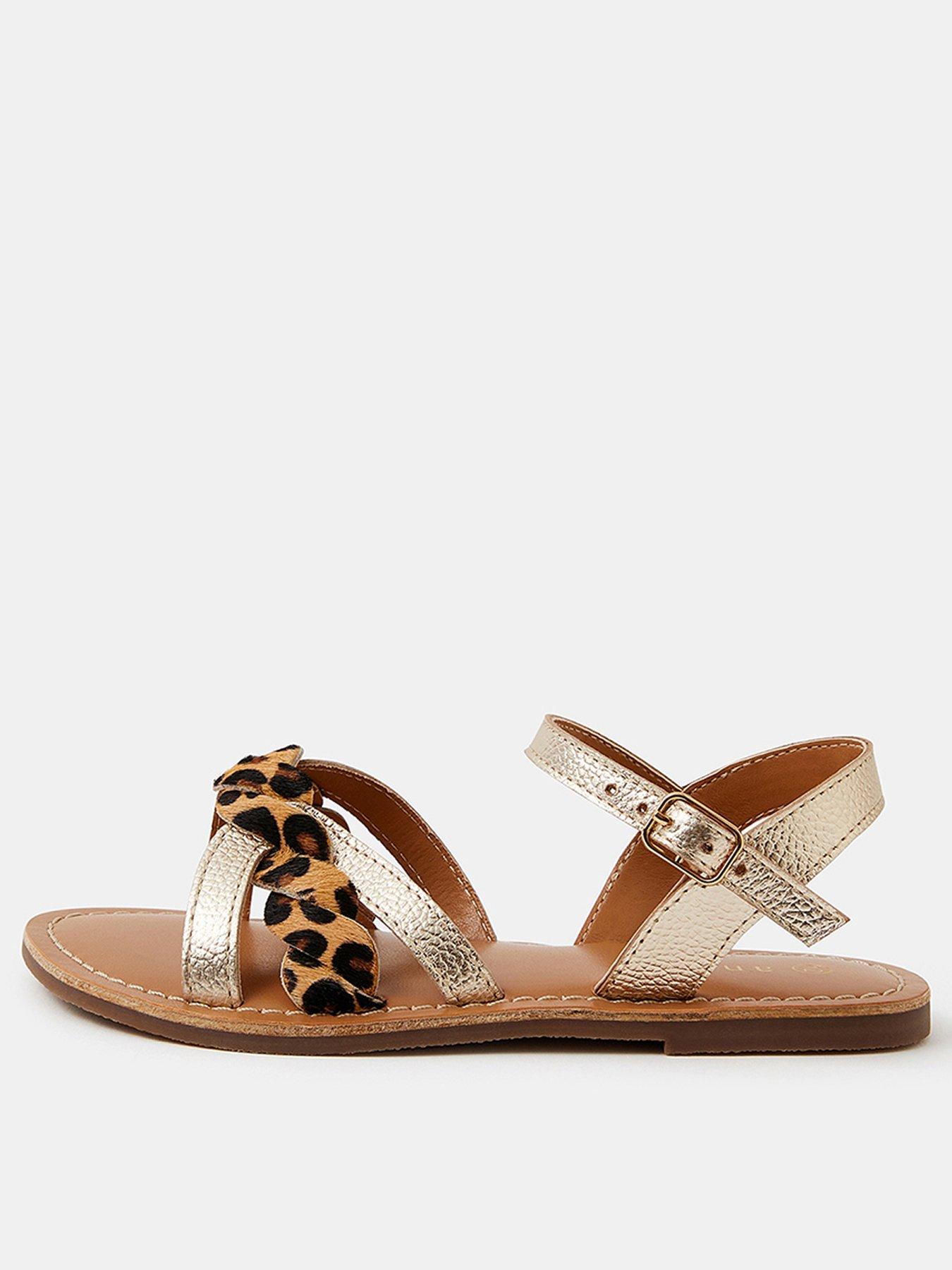 Accessorize Girls Leopard 2 Part Sandals - Gold