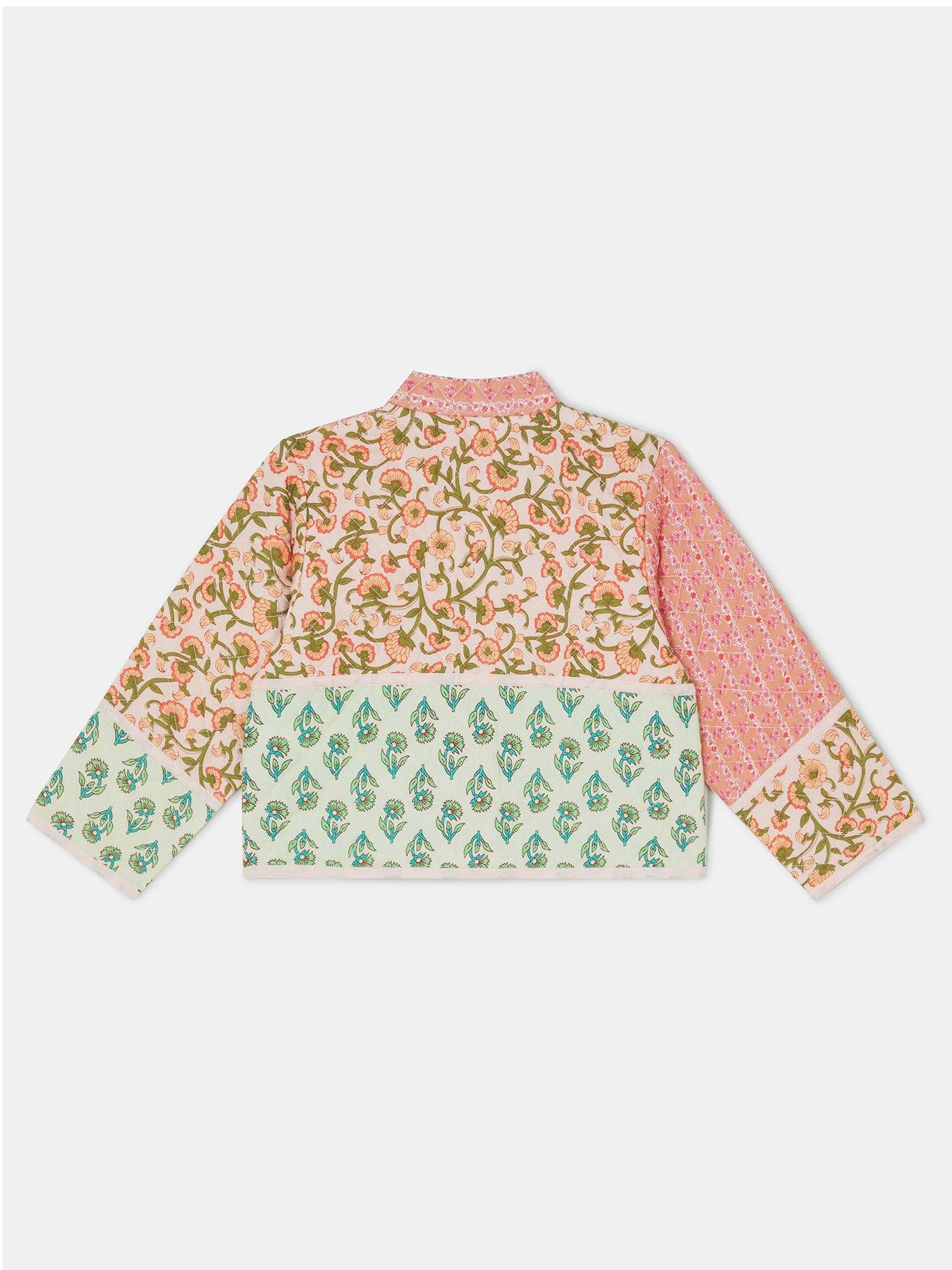  image of accessorize-girls-floral-patchwork-jacket-pink