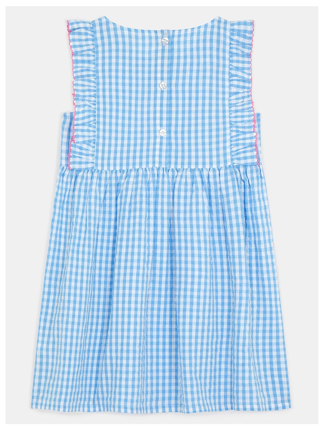  image of accessorize-girls-gingham-cherry-dress-blue