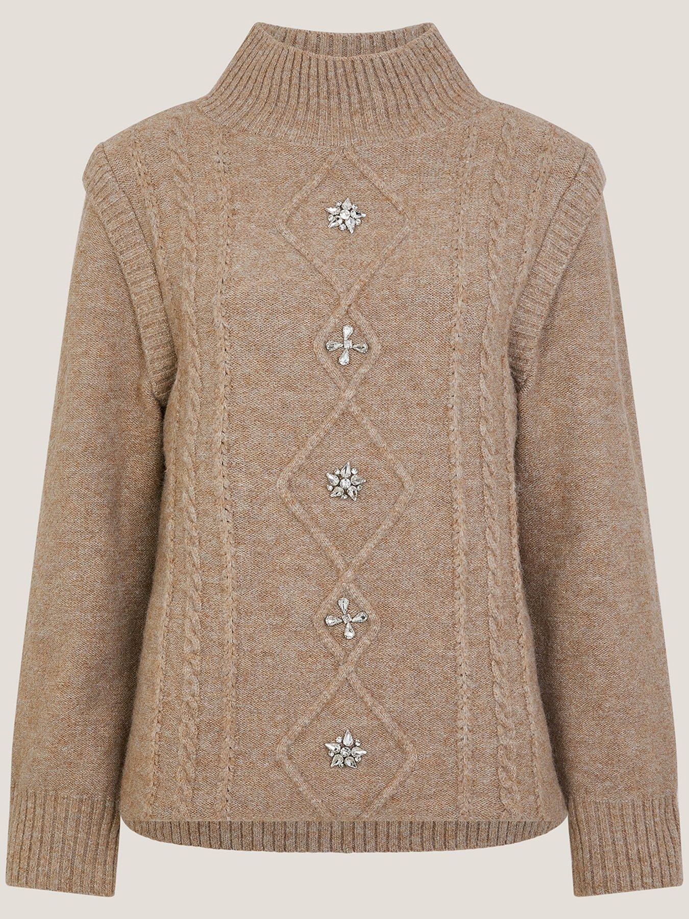  image of monsoon-candice-cable-jumper-brown