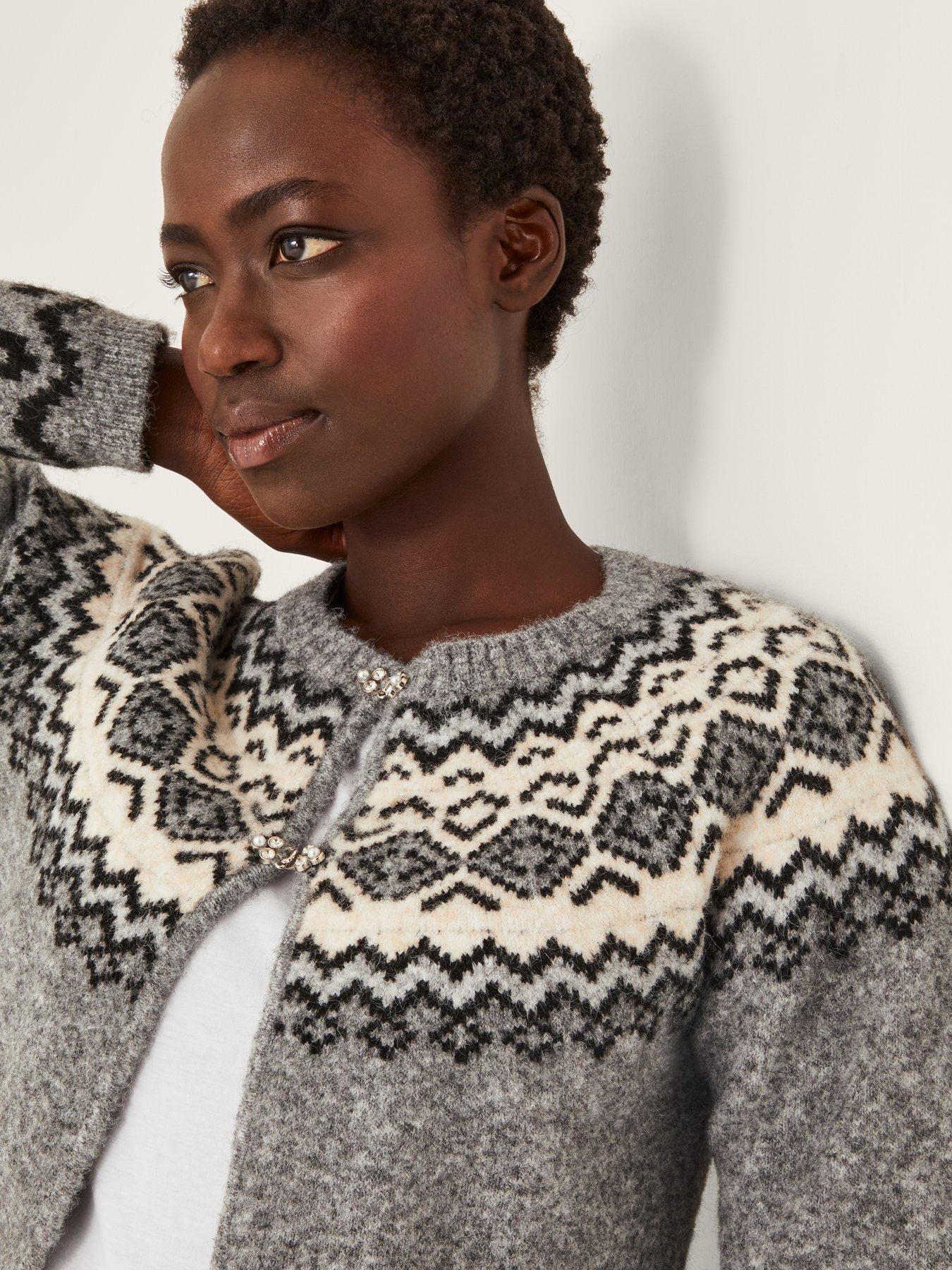 Image 4 of 5 of Monsoon Fina Fairisle Cardigan - Grey