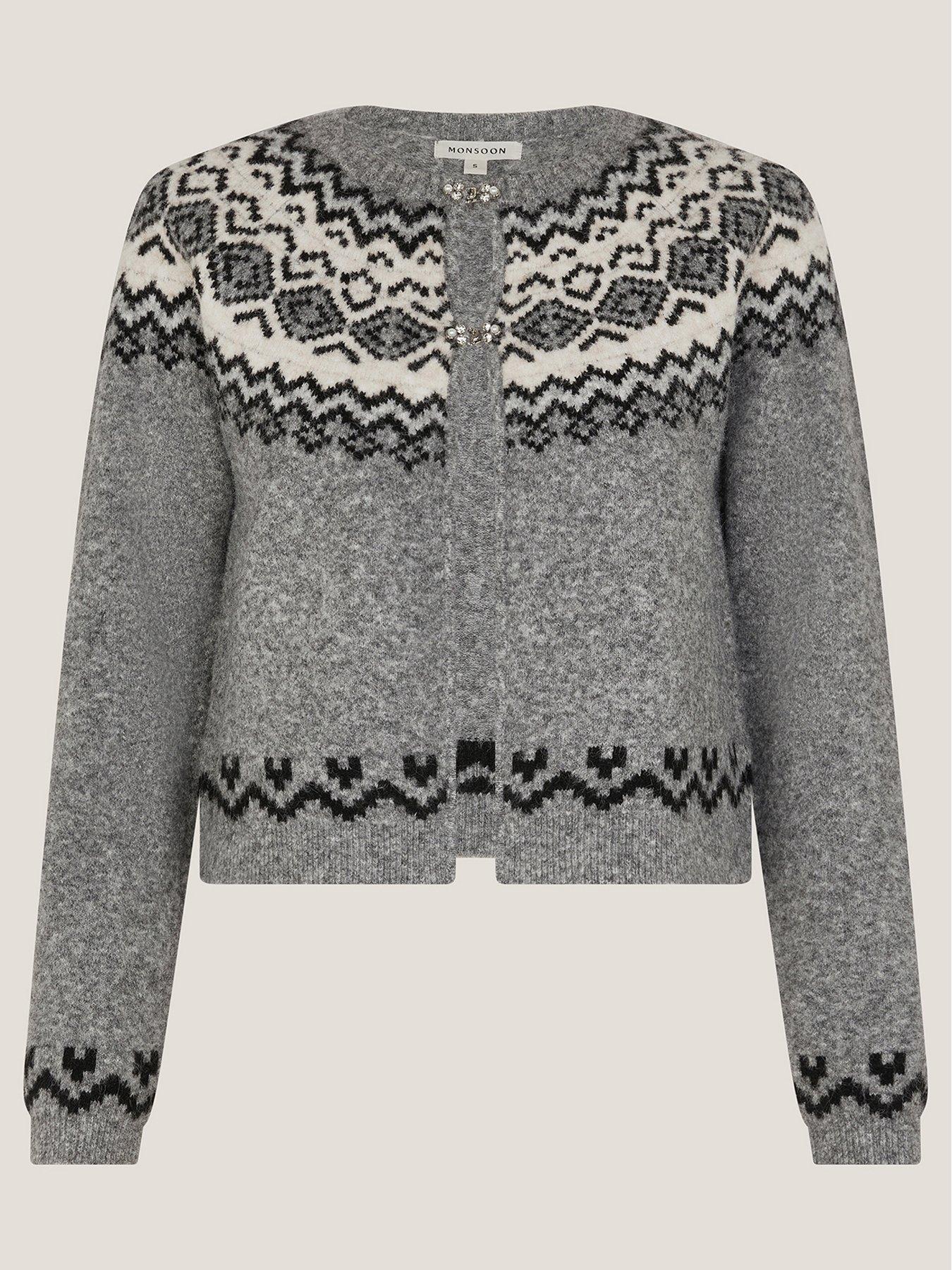Image 5 of 5 of Monsoon Fina Fairisle Cardigan - Grey