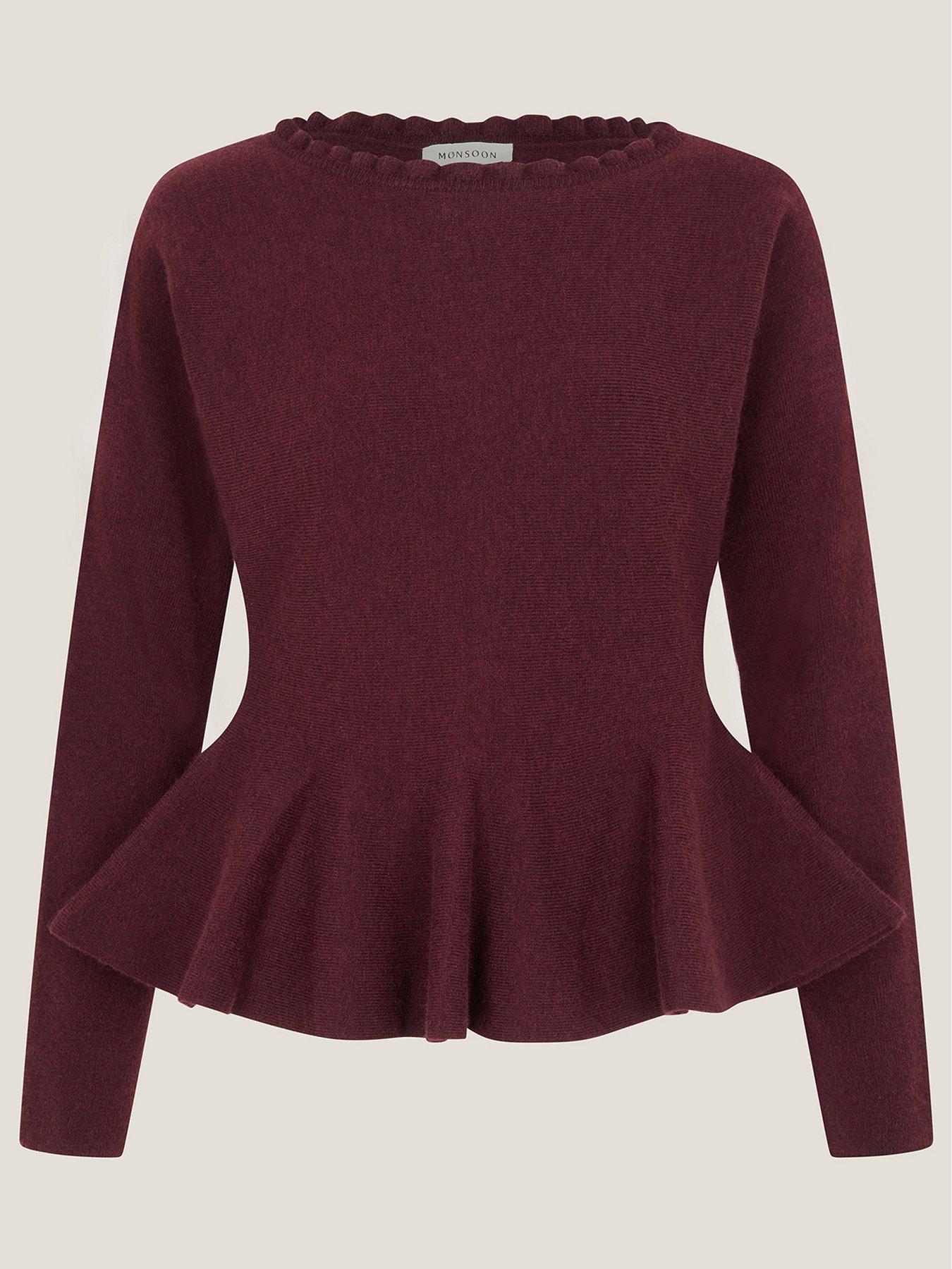 Image 5 of 5 of Monsoon Peony Peplum Jumper - Red