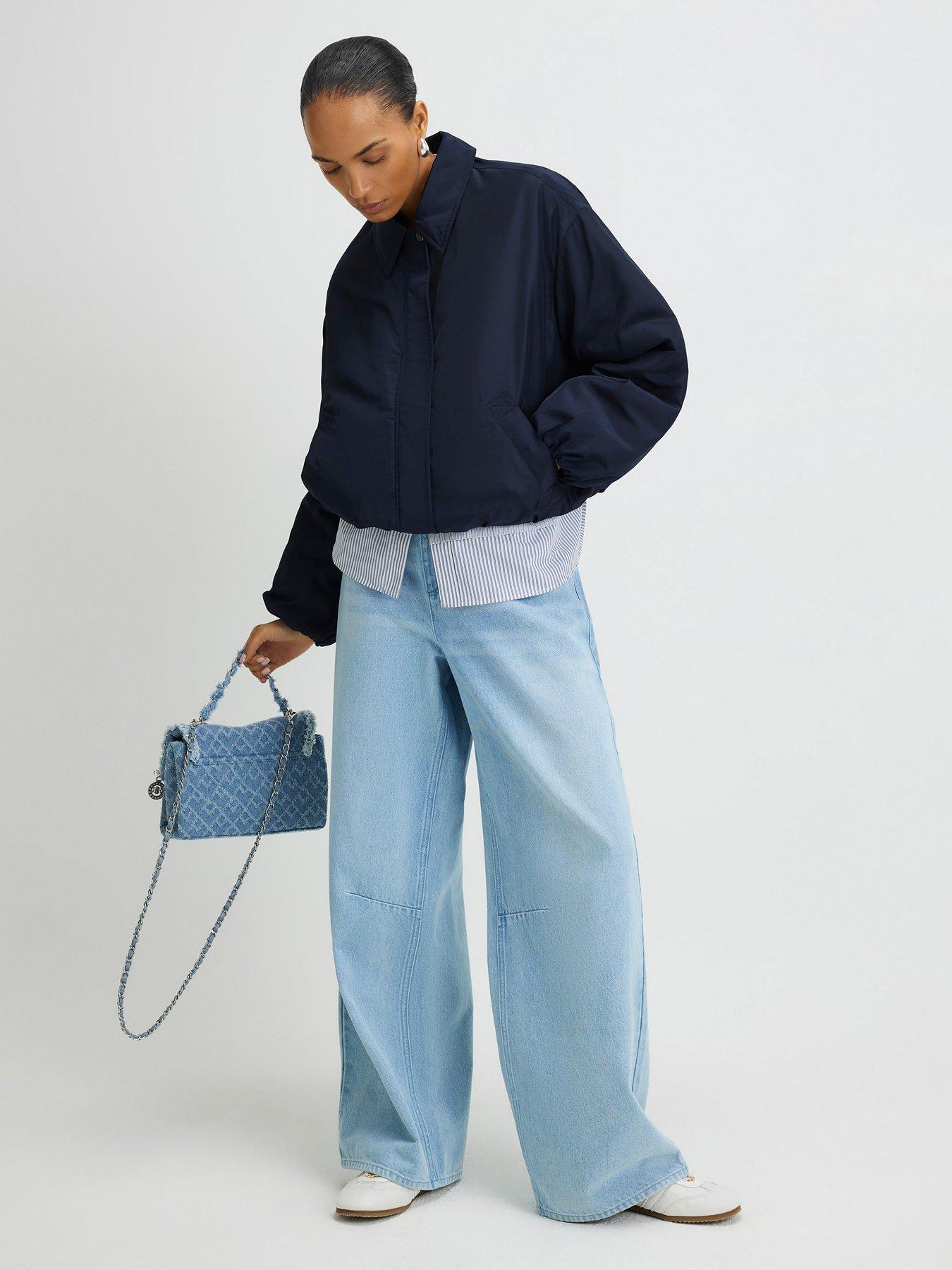 River Island Technical Bubble Hem Jacket - Navy Blue