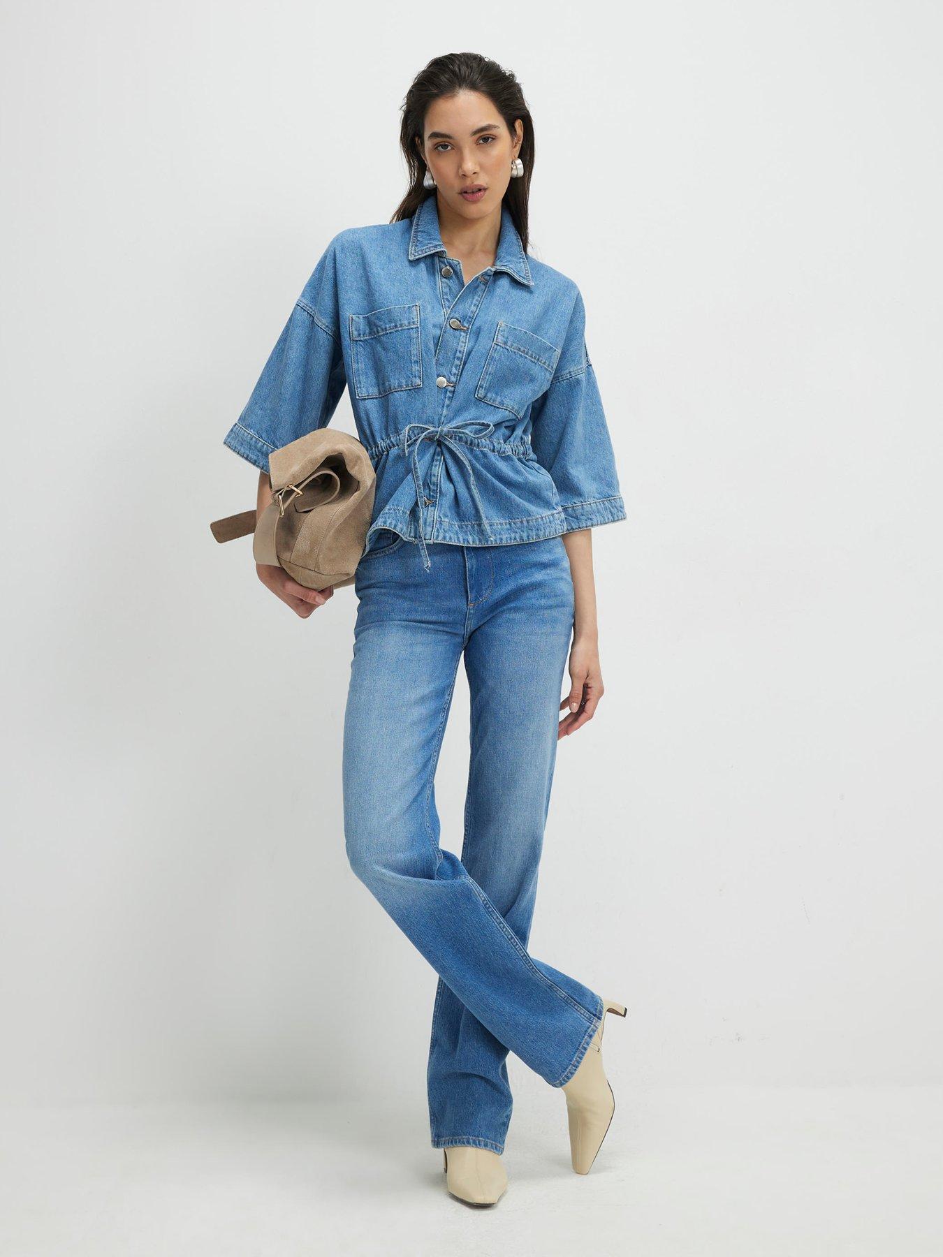 Image 3 of 4 of River Island Lia Tie Front Top - Blue