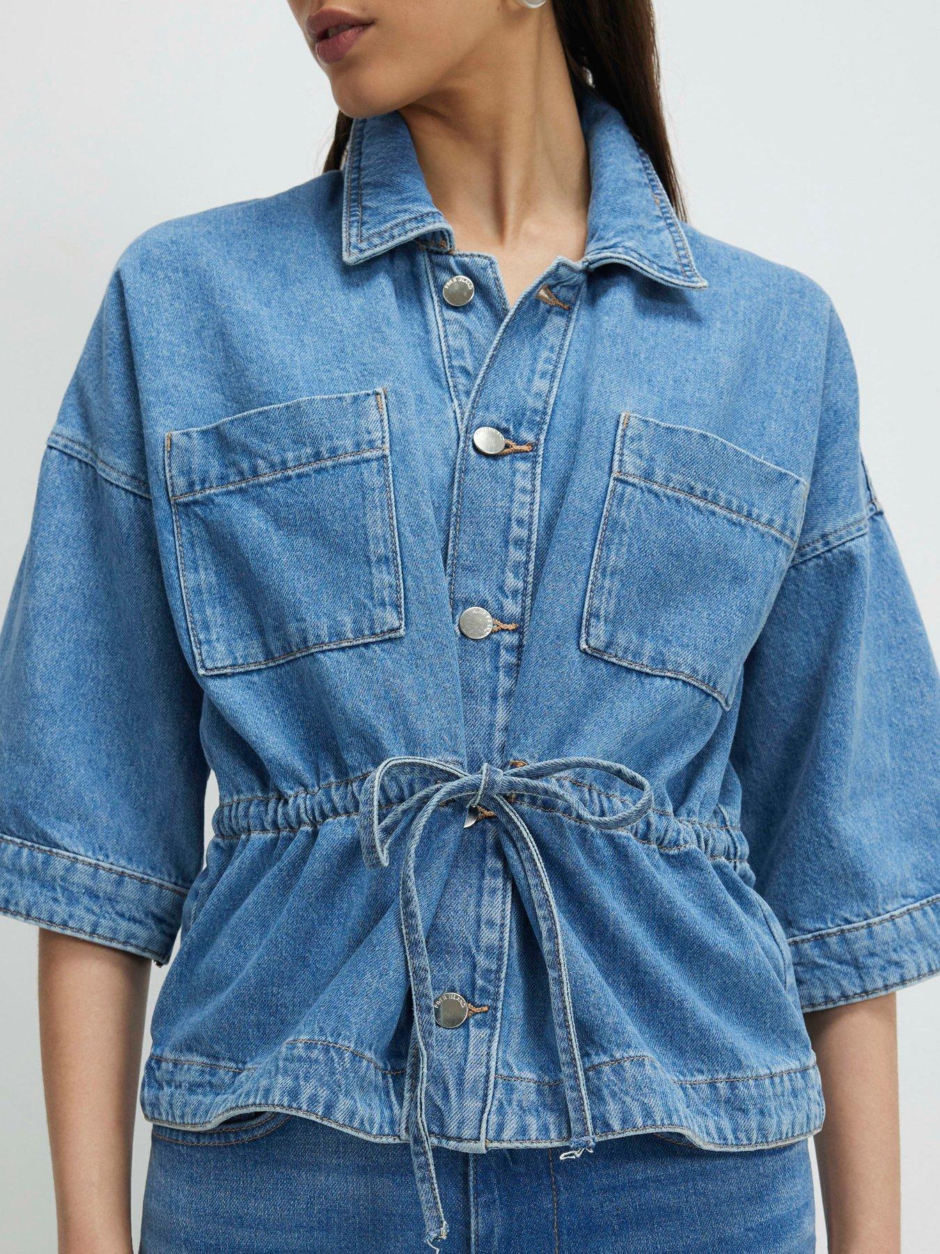 Image 4 of 4 of River Island Lia Tie Front Top - Blue