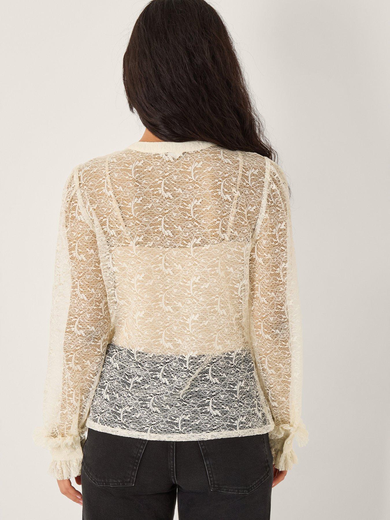 Image 2 of 5 of Monsoon Violetta Lace Shirt - Cream