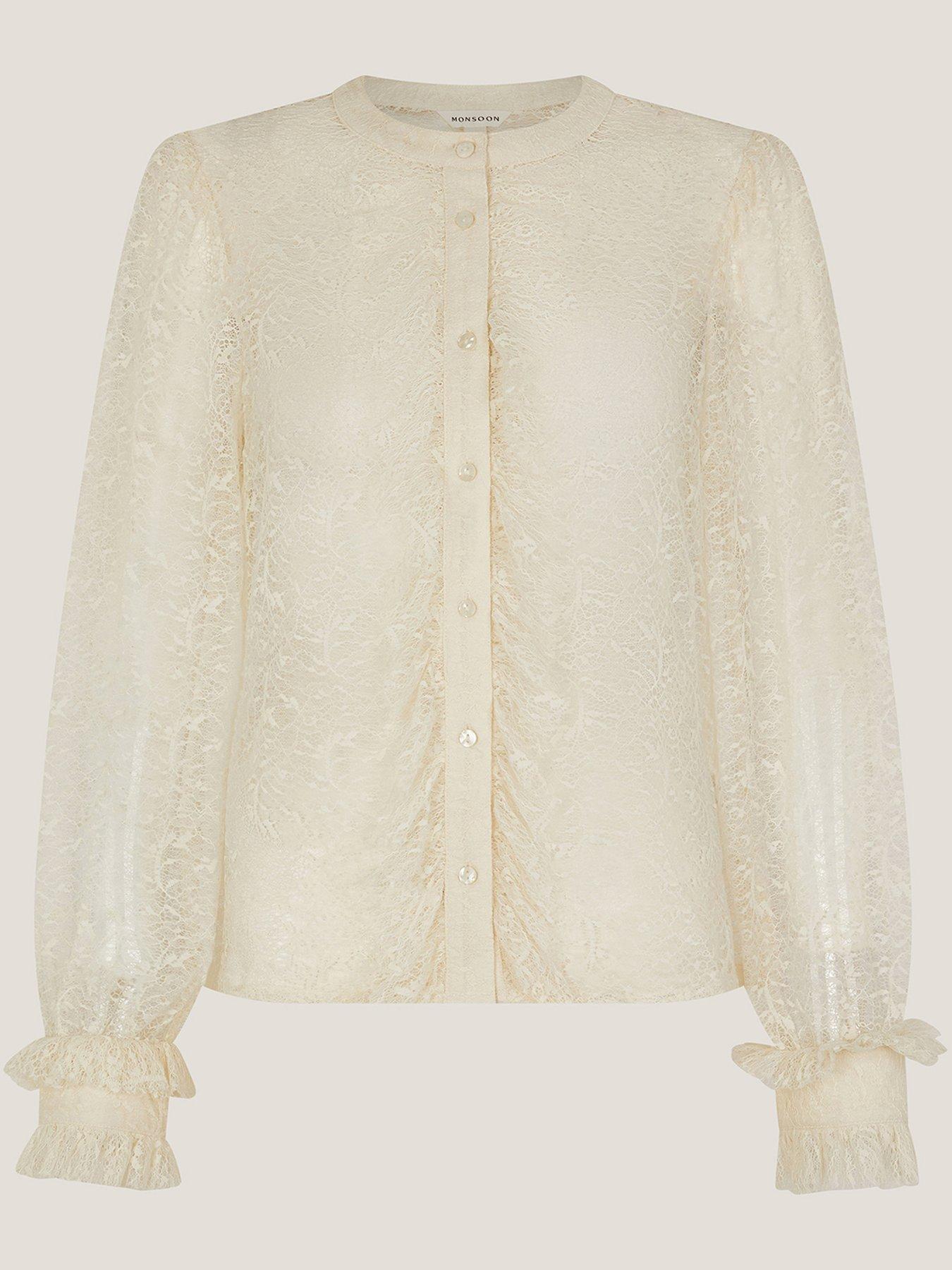 Image 5 of 5 of Monsoon Violetta Lace Shirt - Cream