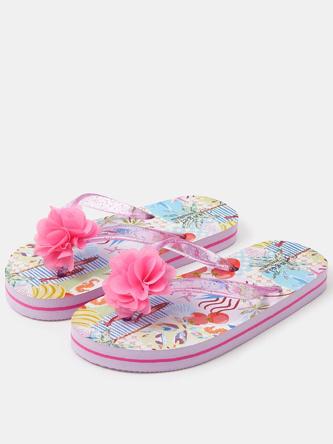 Image 1 of 3 of Accessorize Girls Corsage Flip Flops - Multi