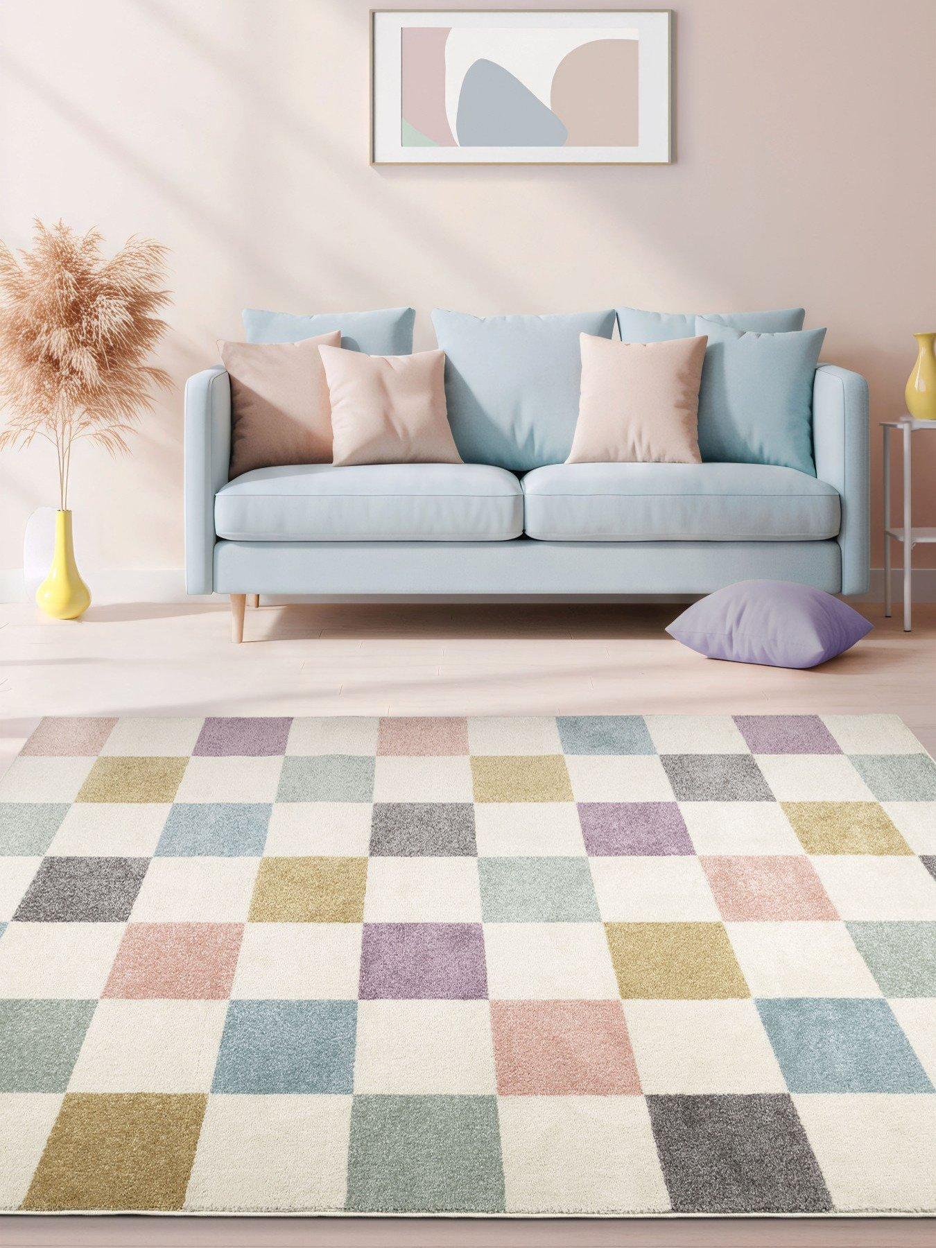 Very Home Echo Chequer Pastel Rug