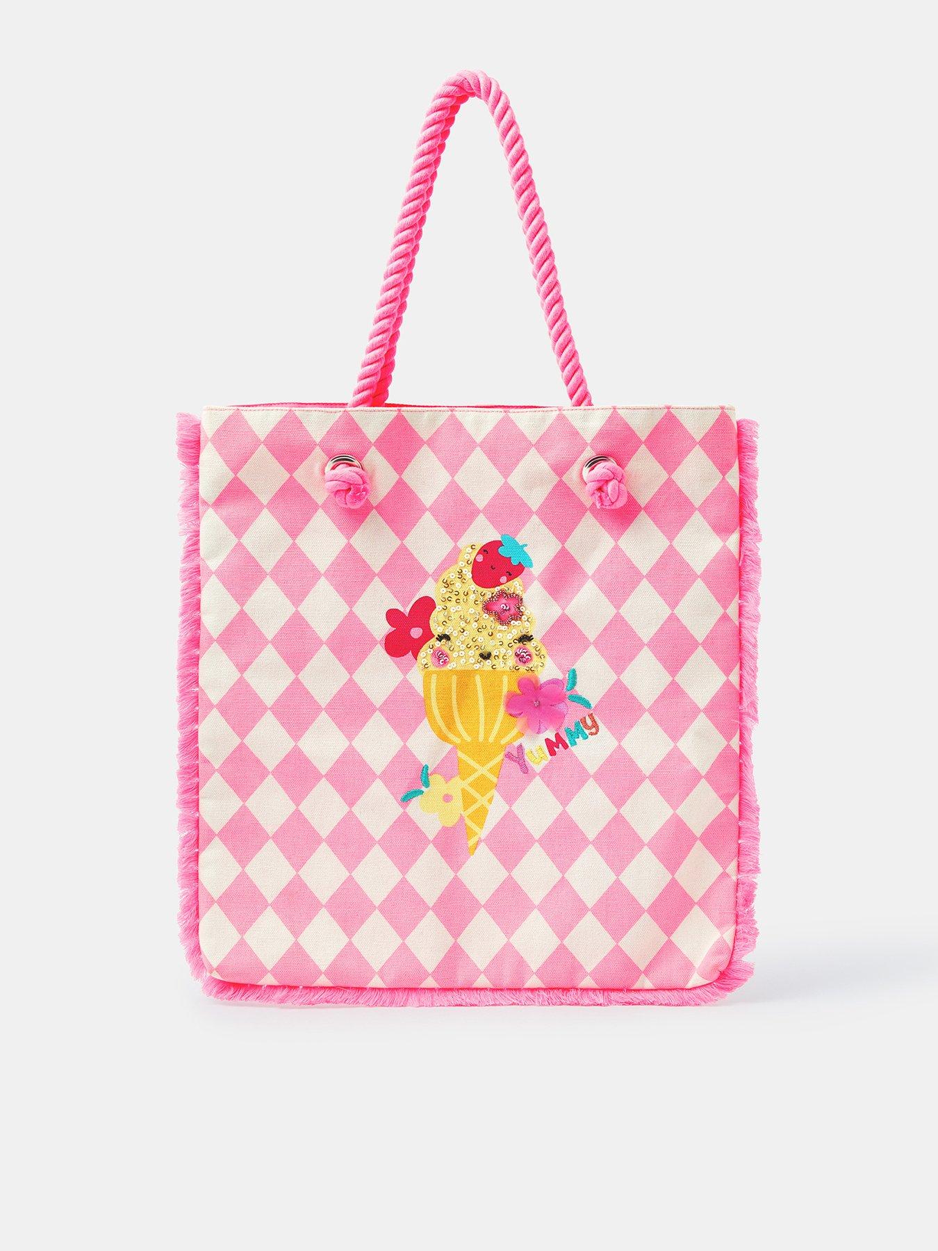 Accessorize Girls Icecream Embroidered Shopper Bag - Pink
