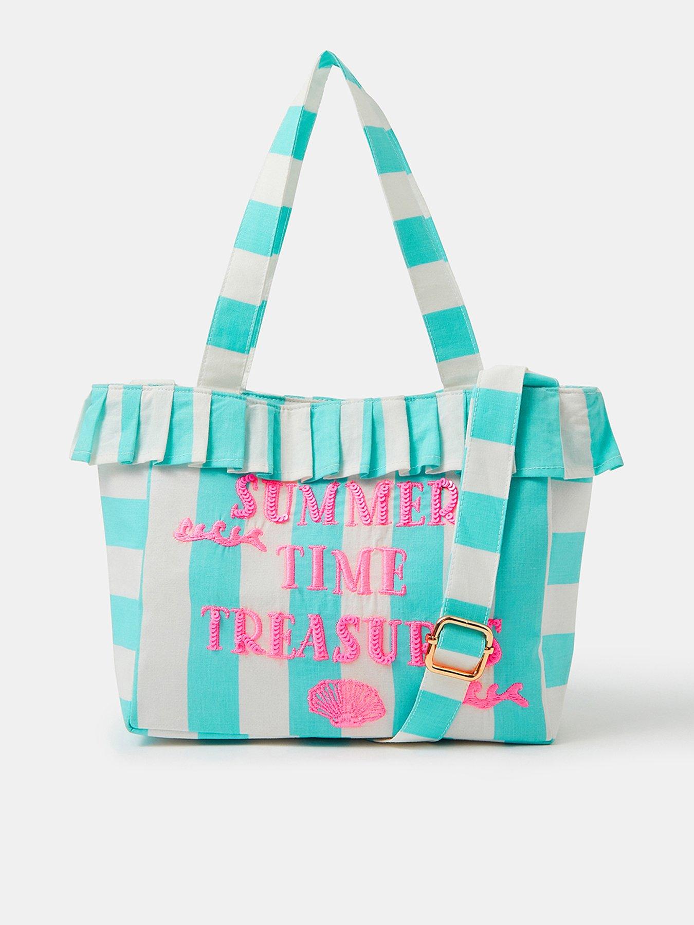 Accessorize Girls Stripe Slogan Tote Bag - Blue
