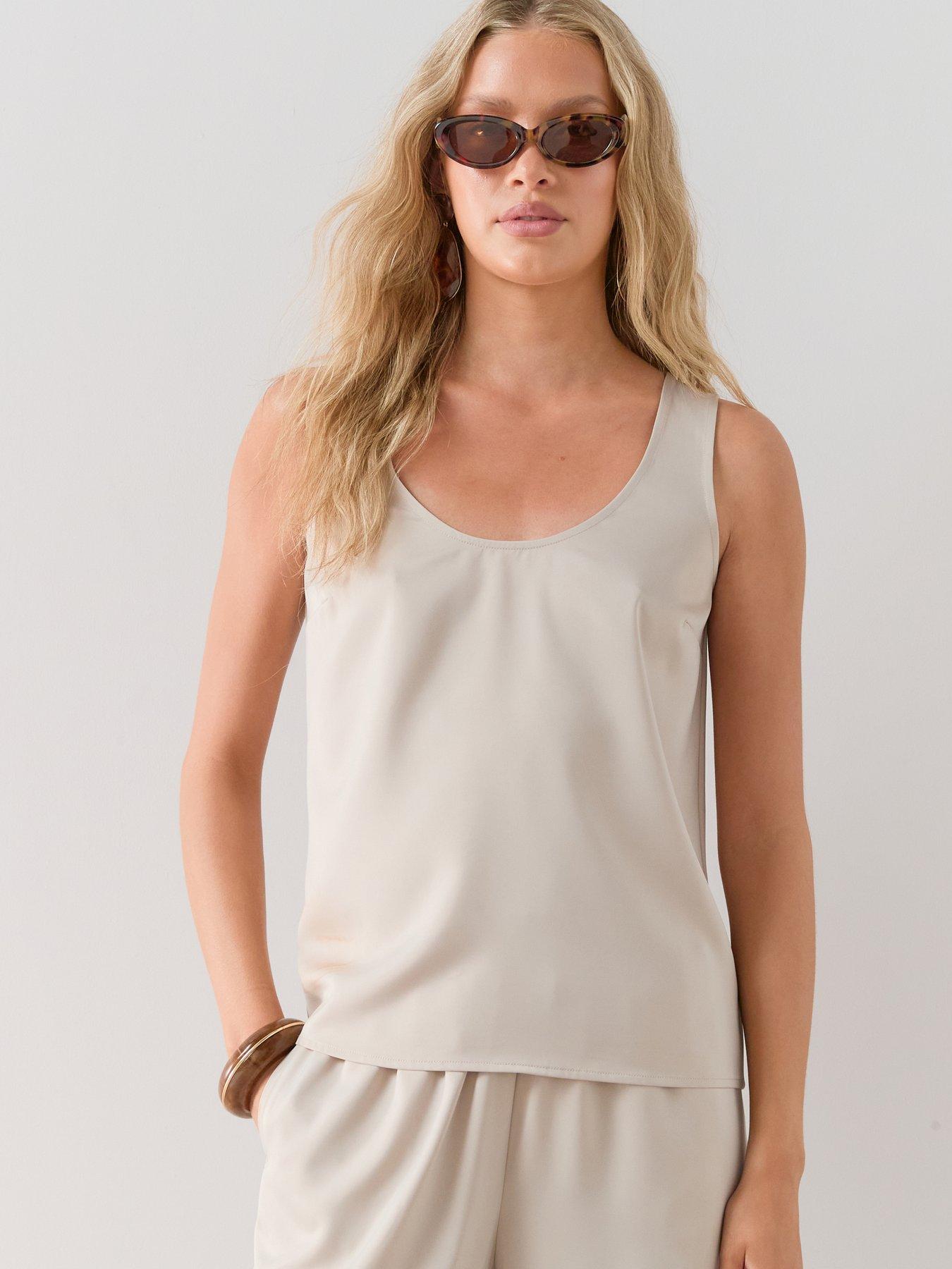 The Very Collection Matte Satin Scoop Neck Cami - Cream