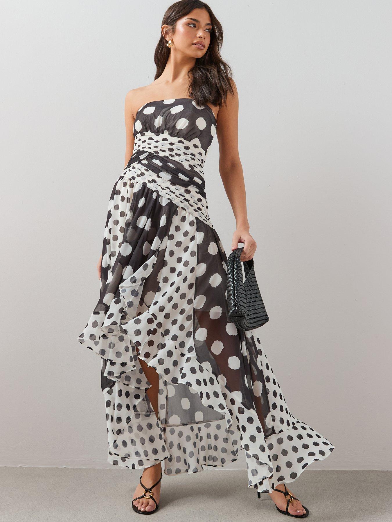 The Very Collection Cut Out Polka Dot Asymmetric Dress - Print