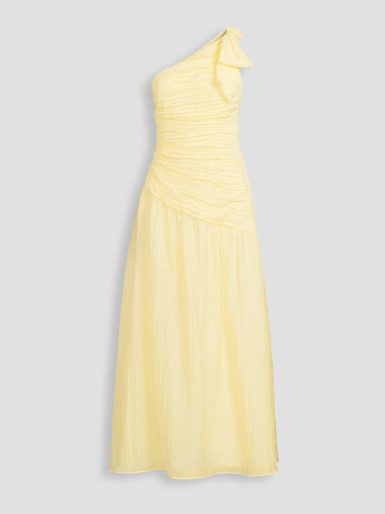 Image 7 of 7 of The Very Collection Bow One Shoulder Ruched Midaxi Dress - Yellow