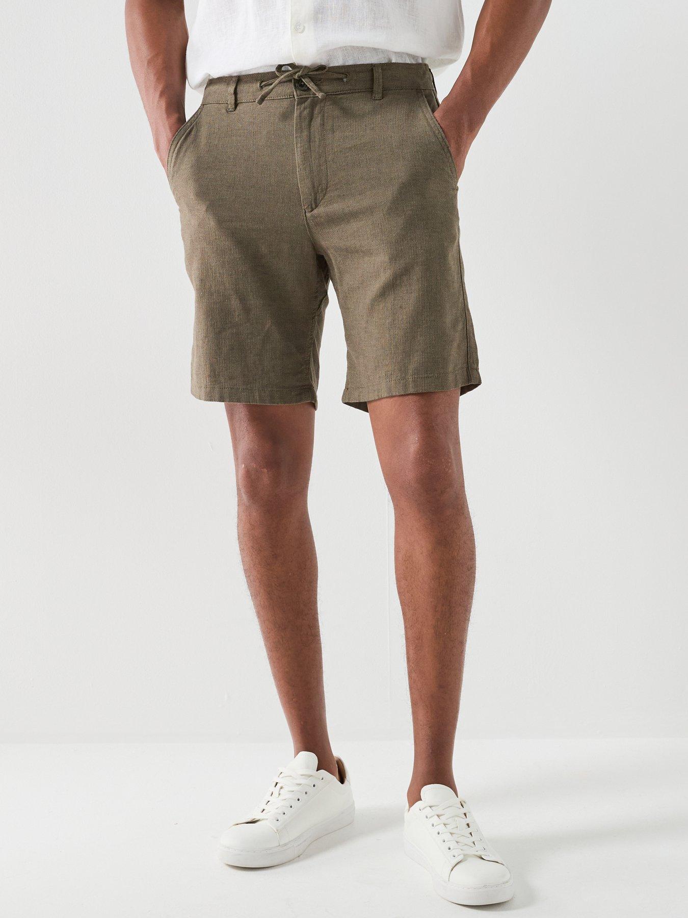 front image of selected-brody-slim-fit-linen-shorts