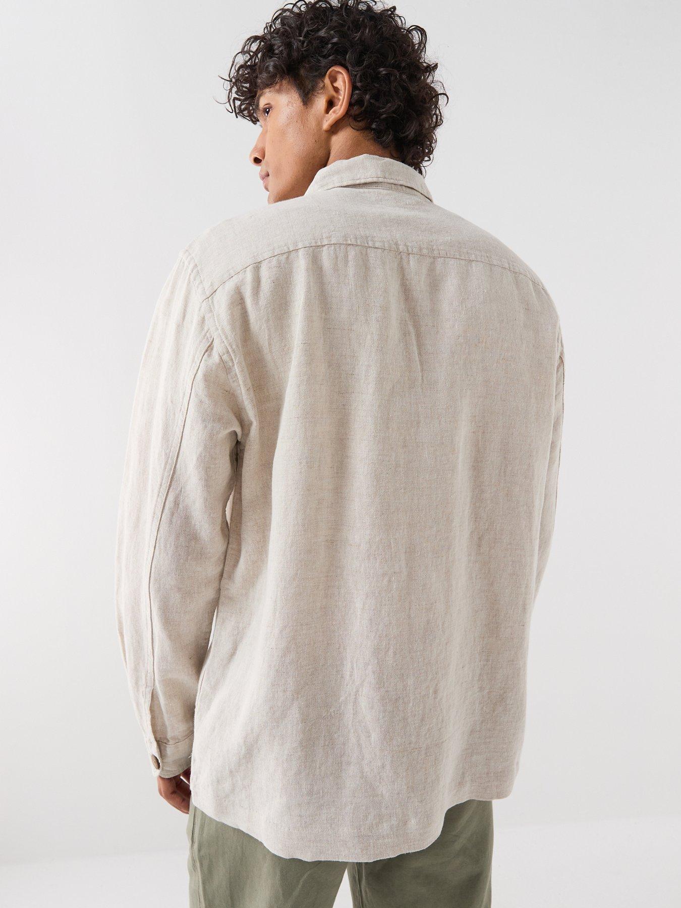  image of selected-leroy-linen-blend-overshirt-cream