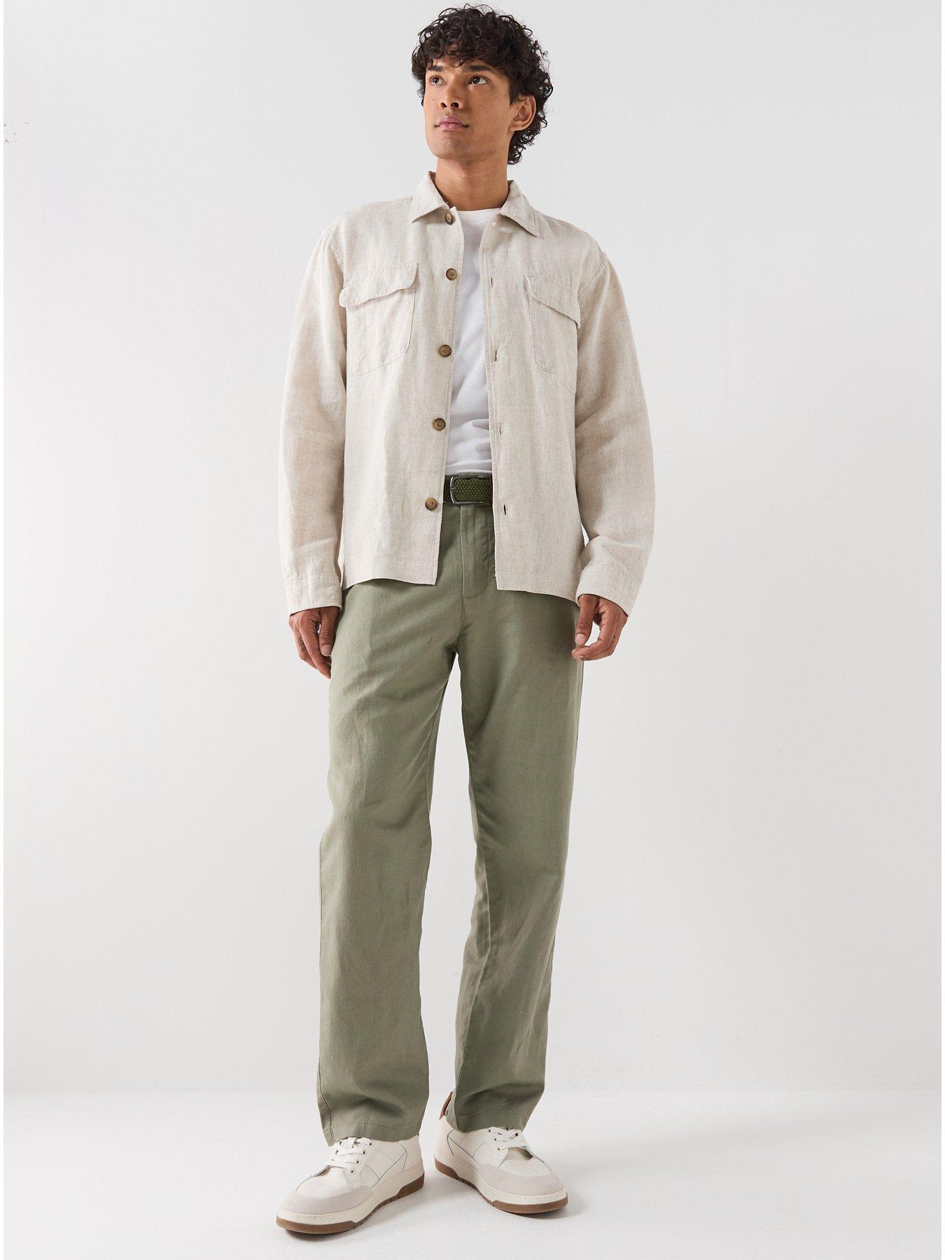  image of selected-leroy-linen-blend-overshirt-cream