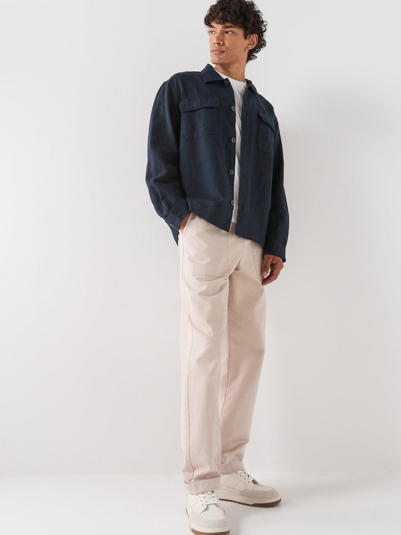  image of selected-leroy-linen-blend-overshirt-black