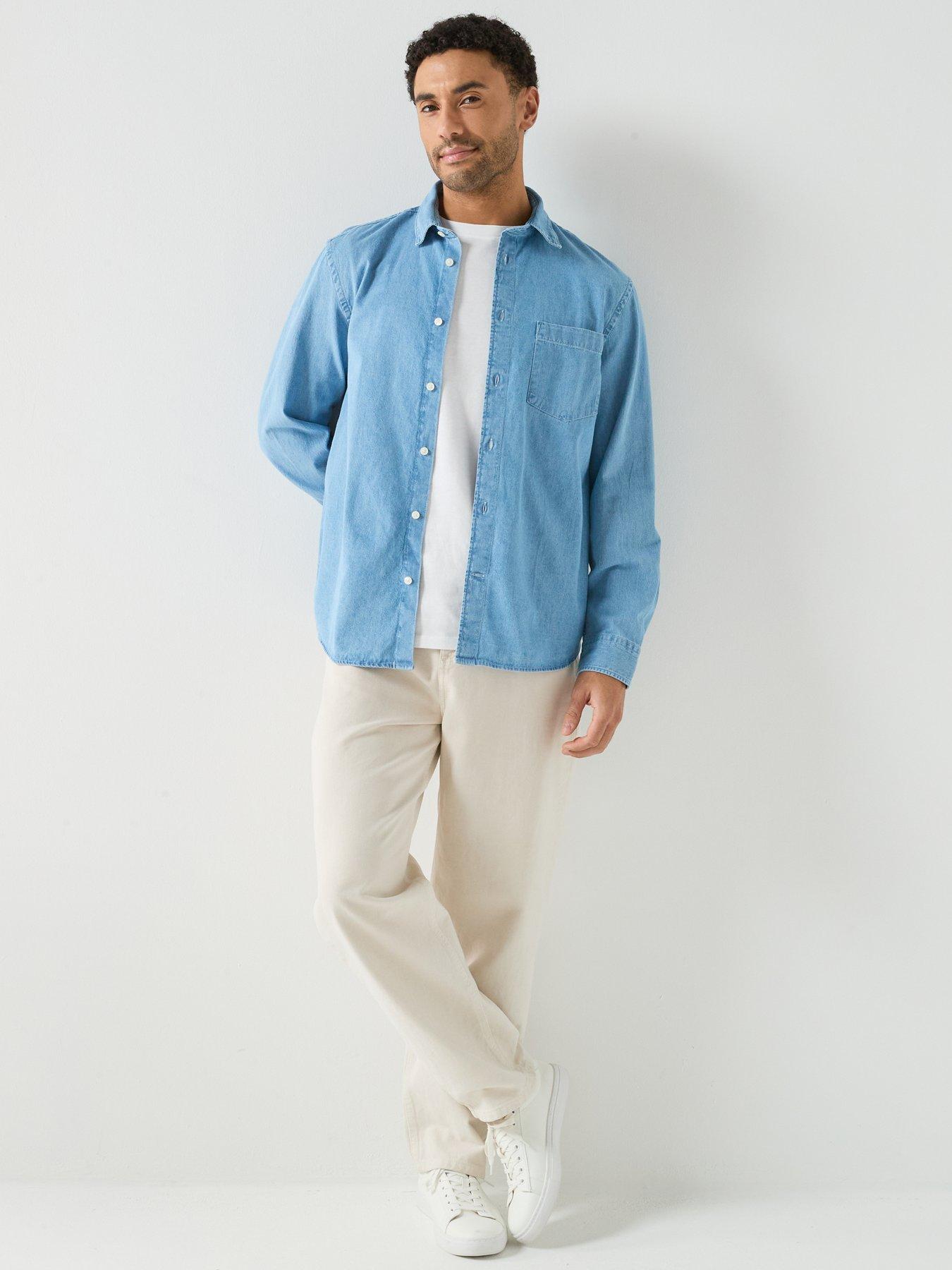  image of selected-carlo-lond-sleeve-denim-shirt