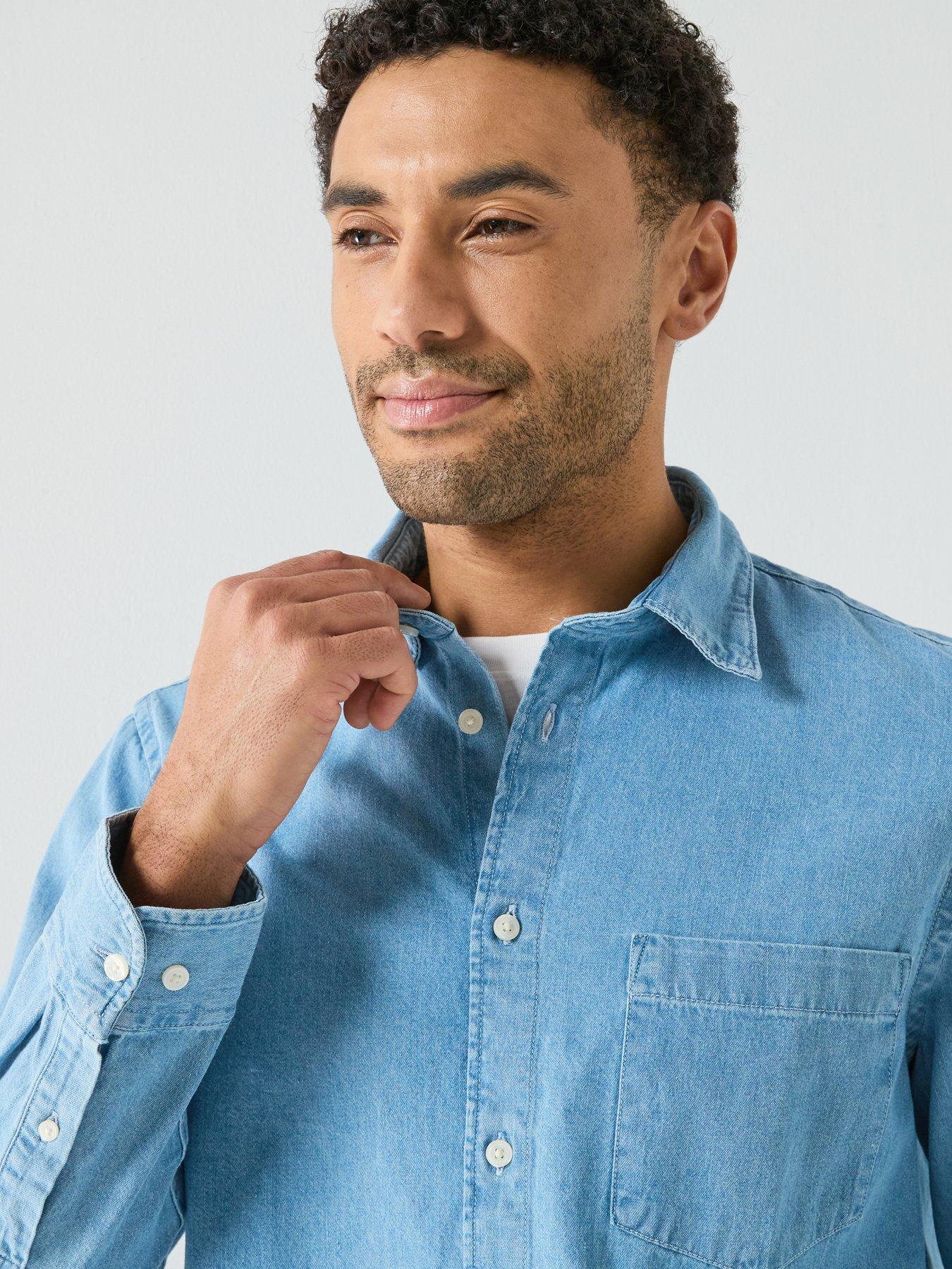  image of selected-carlo-lond-sleeve-denim-shirt