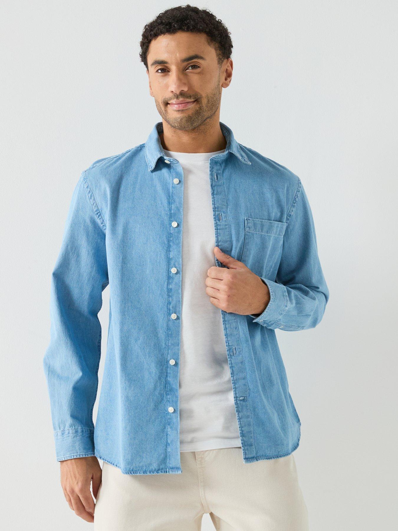  image of selected-carlo-lond-sleeve-denim-shirt