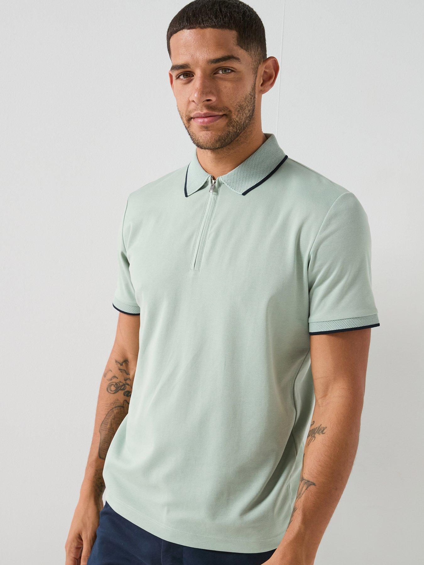 Selected Homme Fave Zip Short Sleeve Polo Shirt - Green