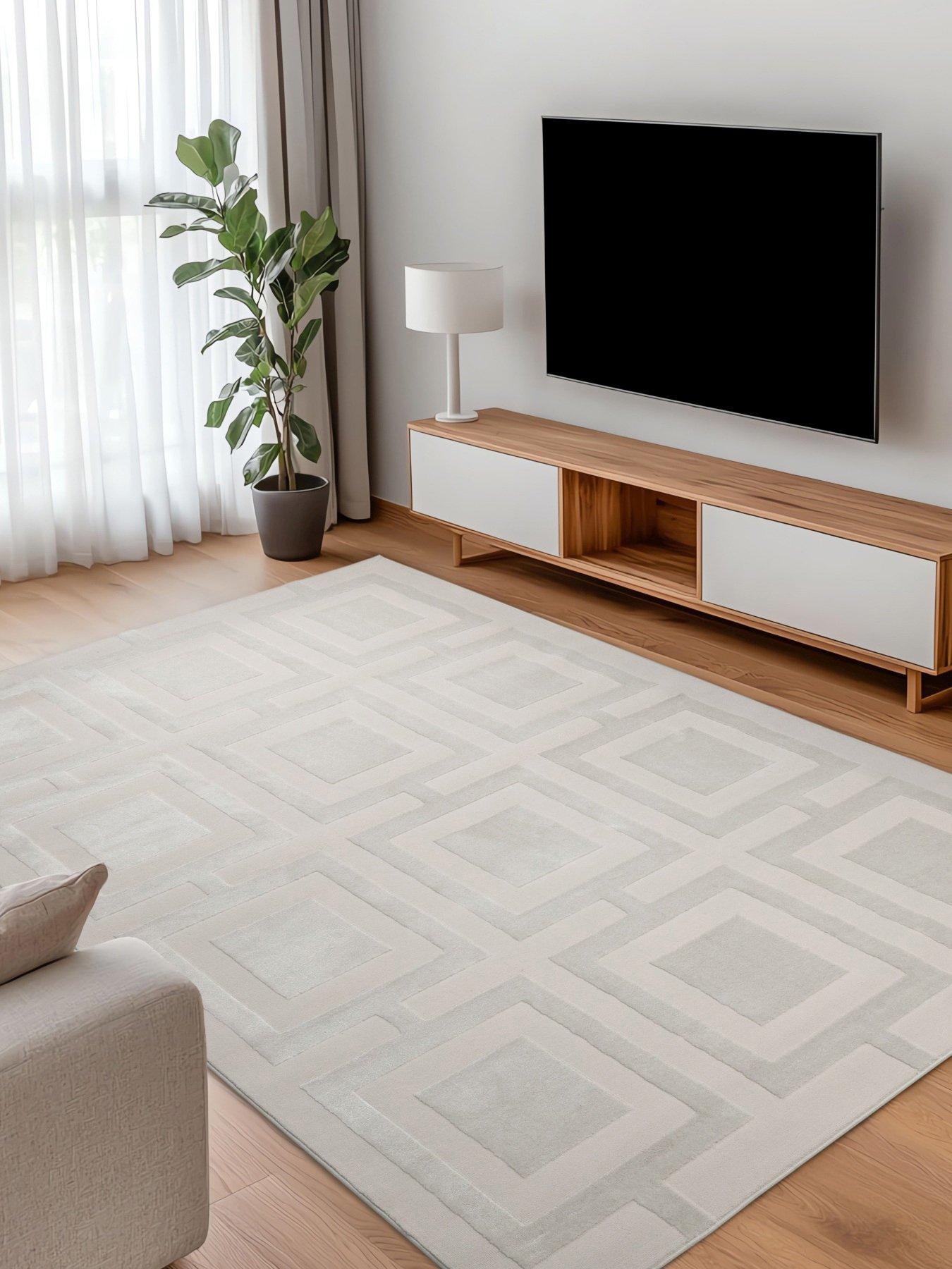 Very Home Atelier Squares Rug - Charcoal