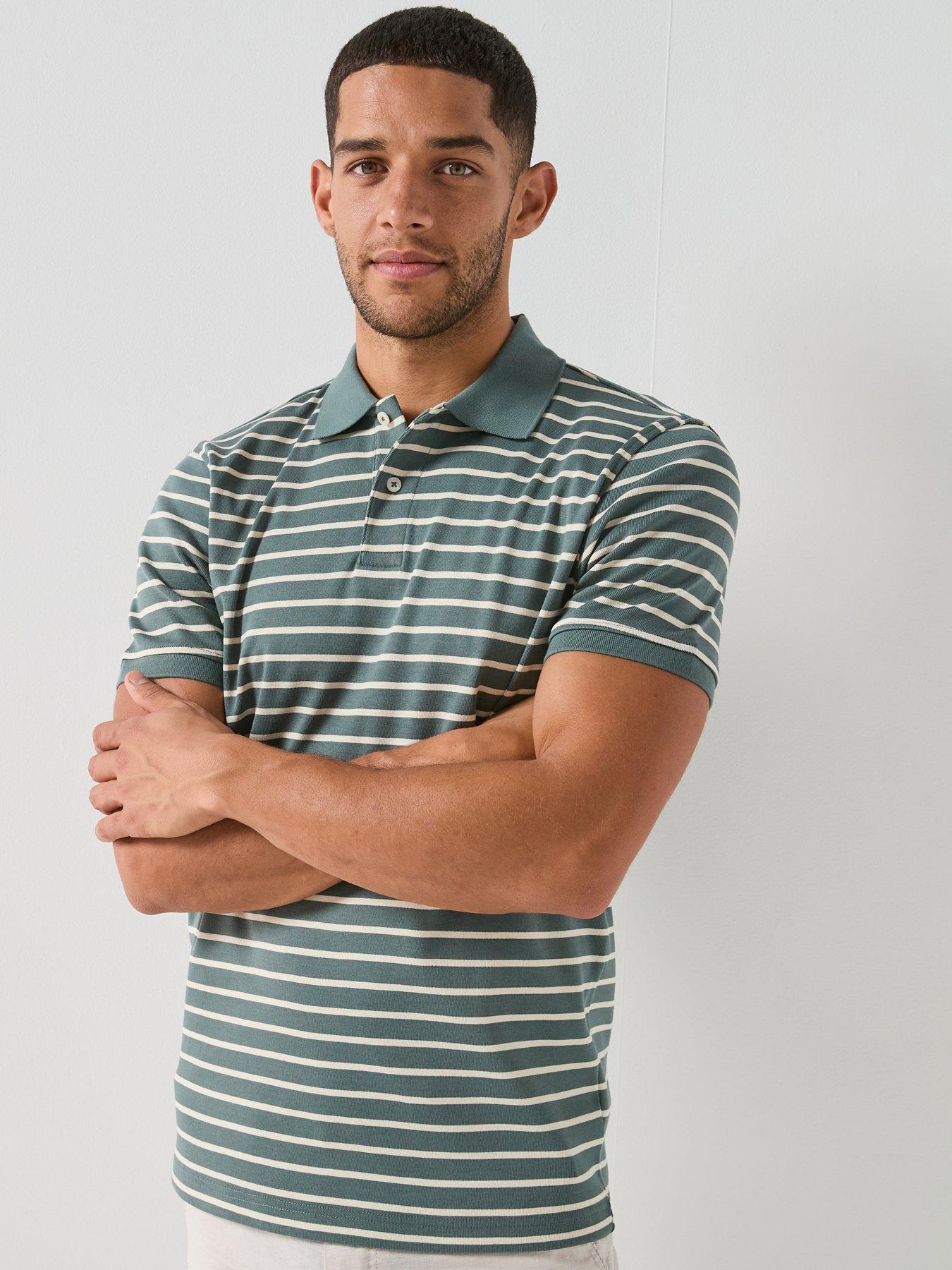 Selected Homme Dean Stripe Short Sleeve Polo Shirt - Green