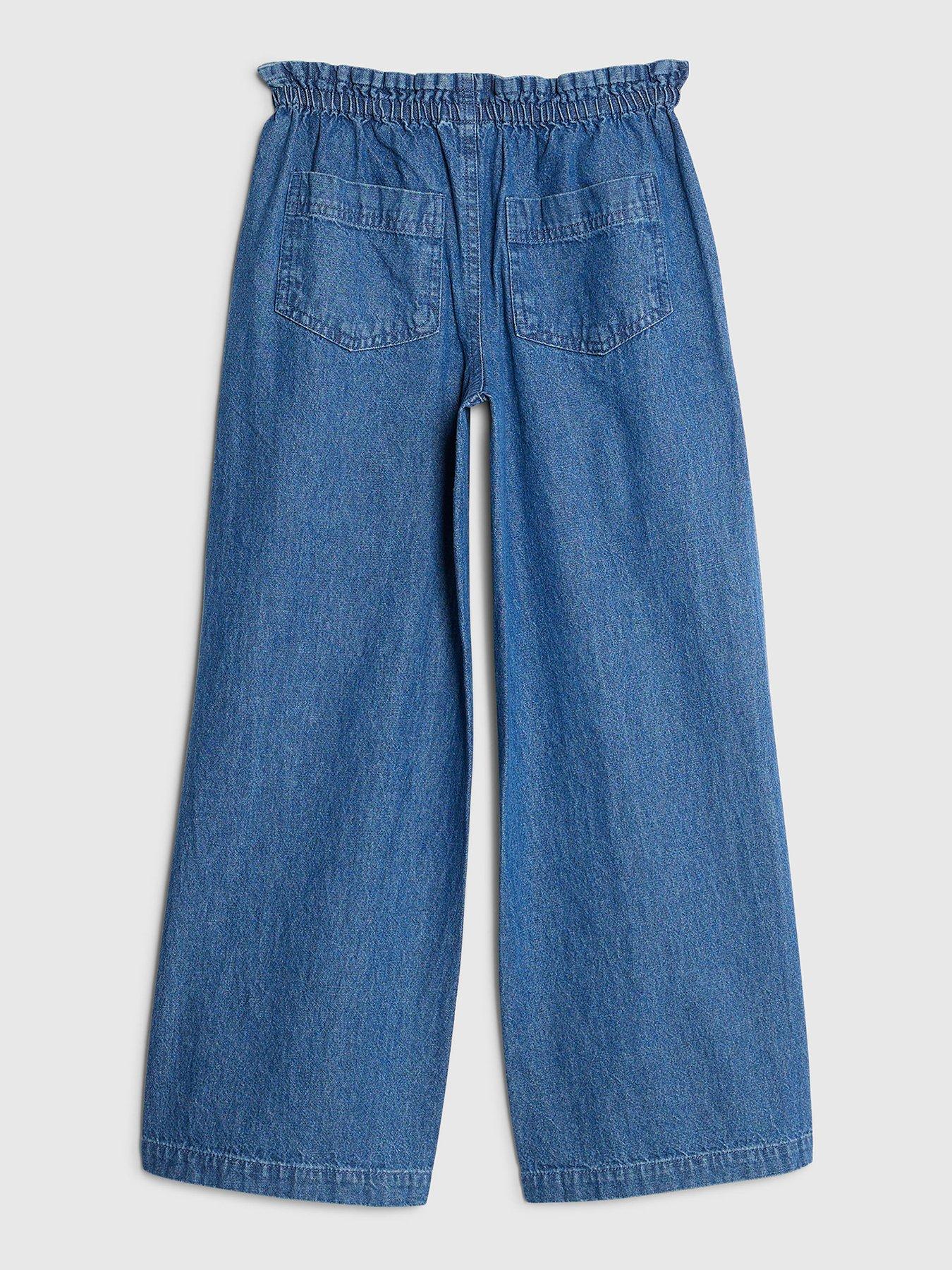  image of river-island-older-girls-wide-leg-pull-on-jeans-blue