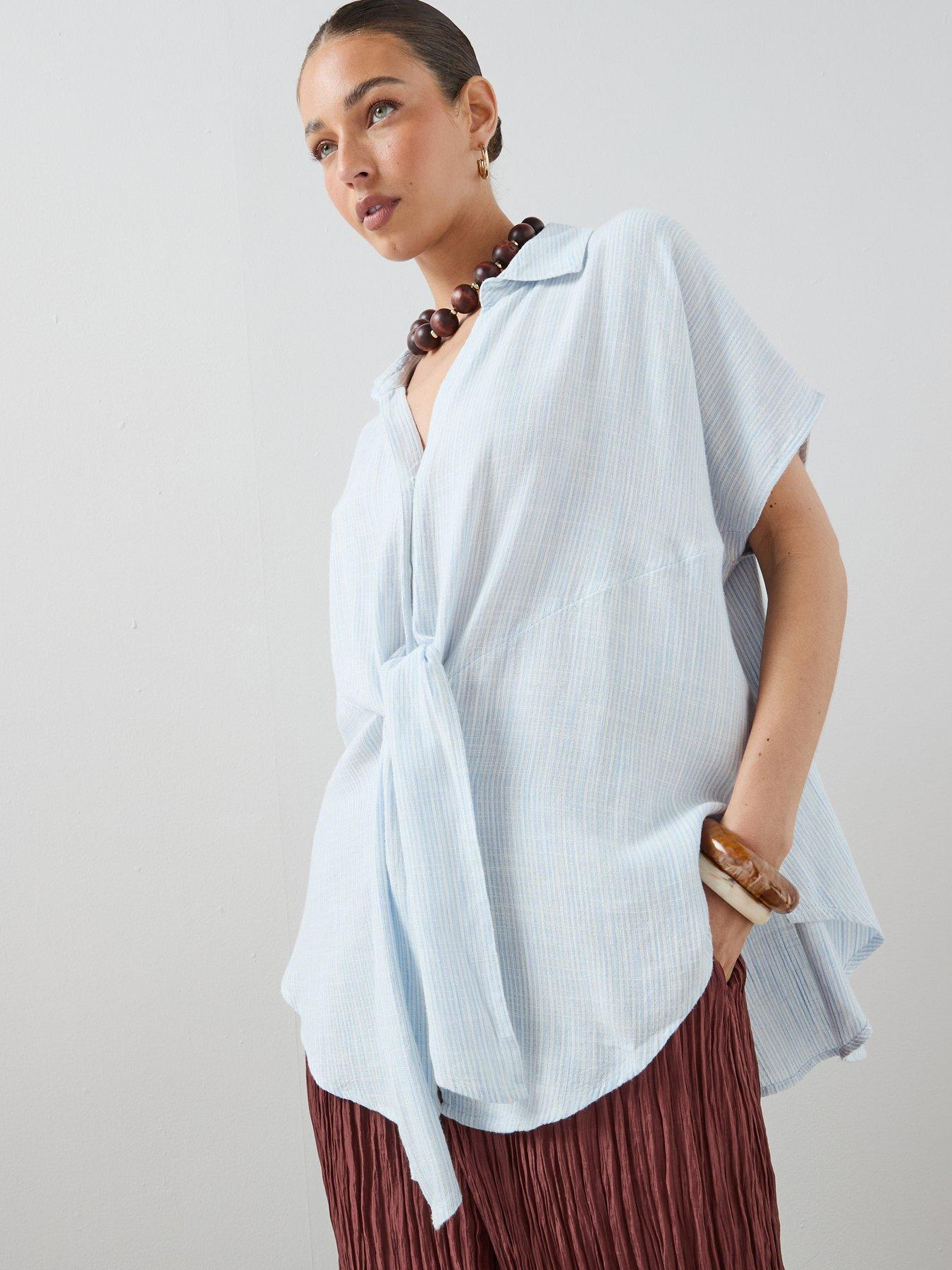 The Very Collection Tie Knot Striped Shirt - Blue