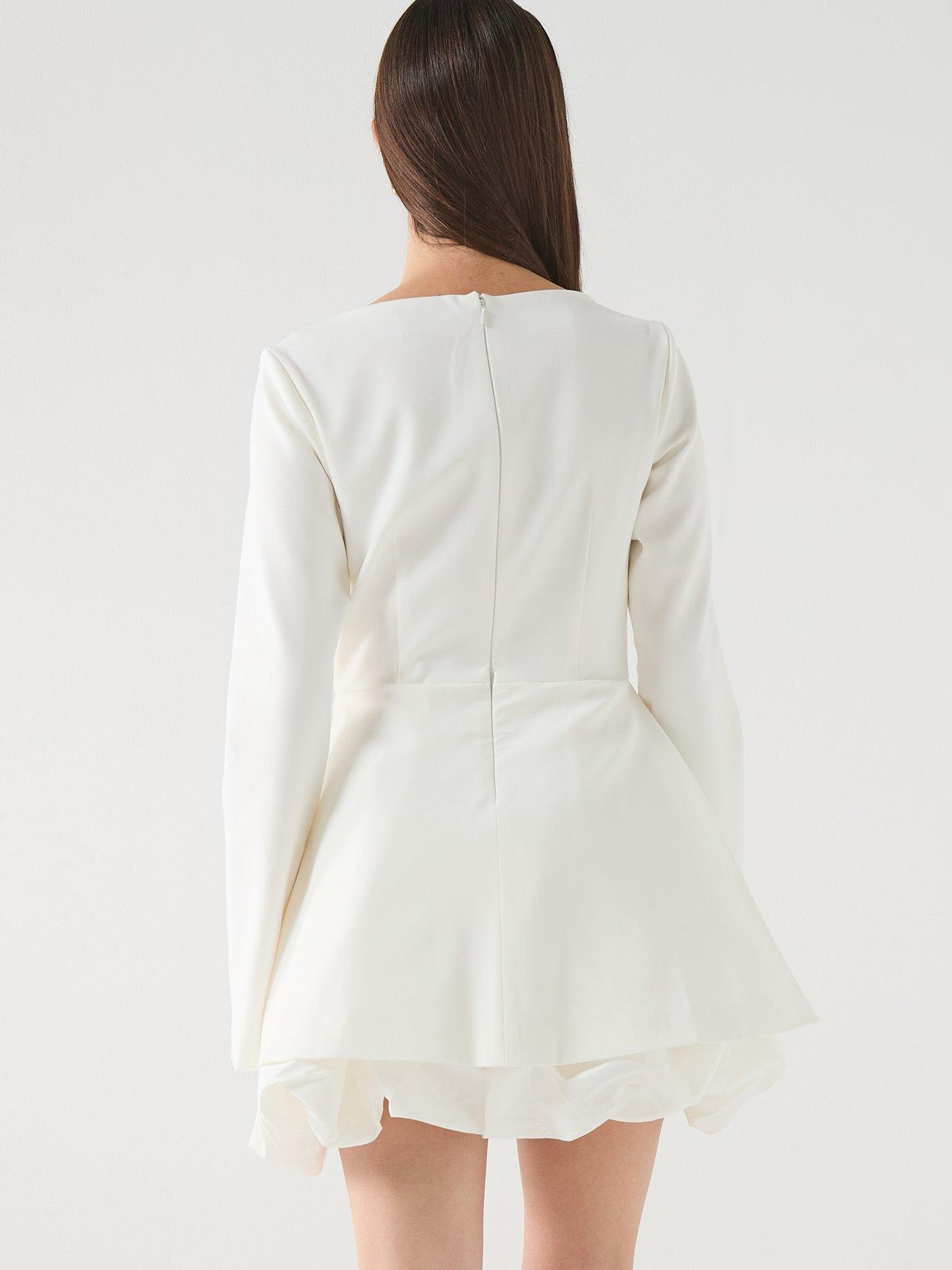  image of six-stories-puff-hem-mini-dress-soft-white