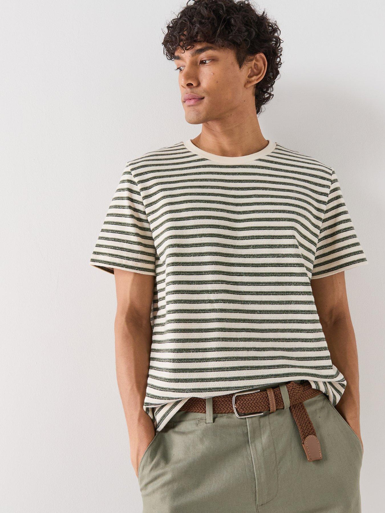 Selected Kevin Stripe Short Sleeve T-Shirt - Egret