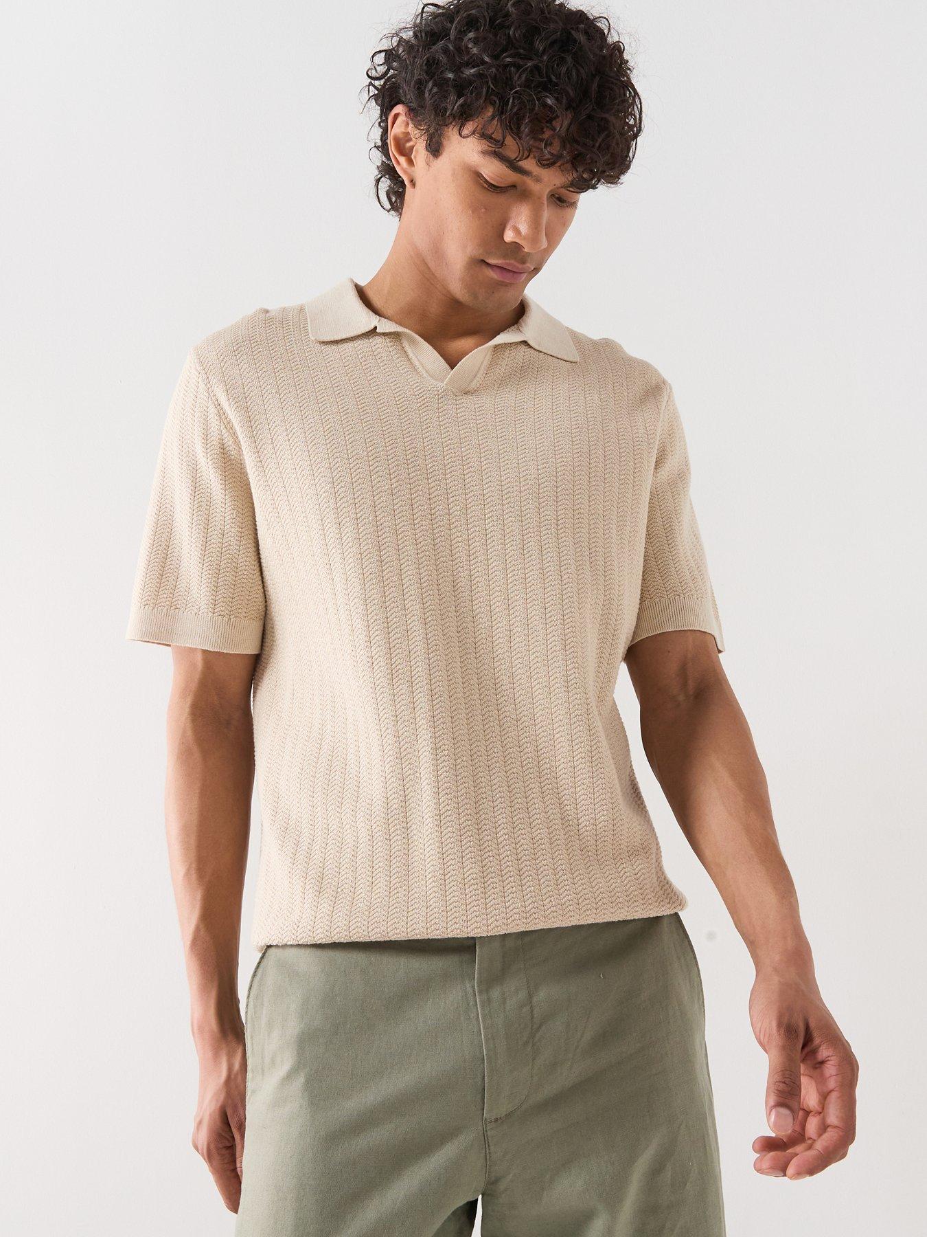 Selected Mattis Linen Blend Open Collar Polo Shirt - Brown