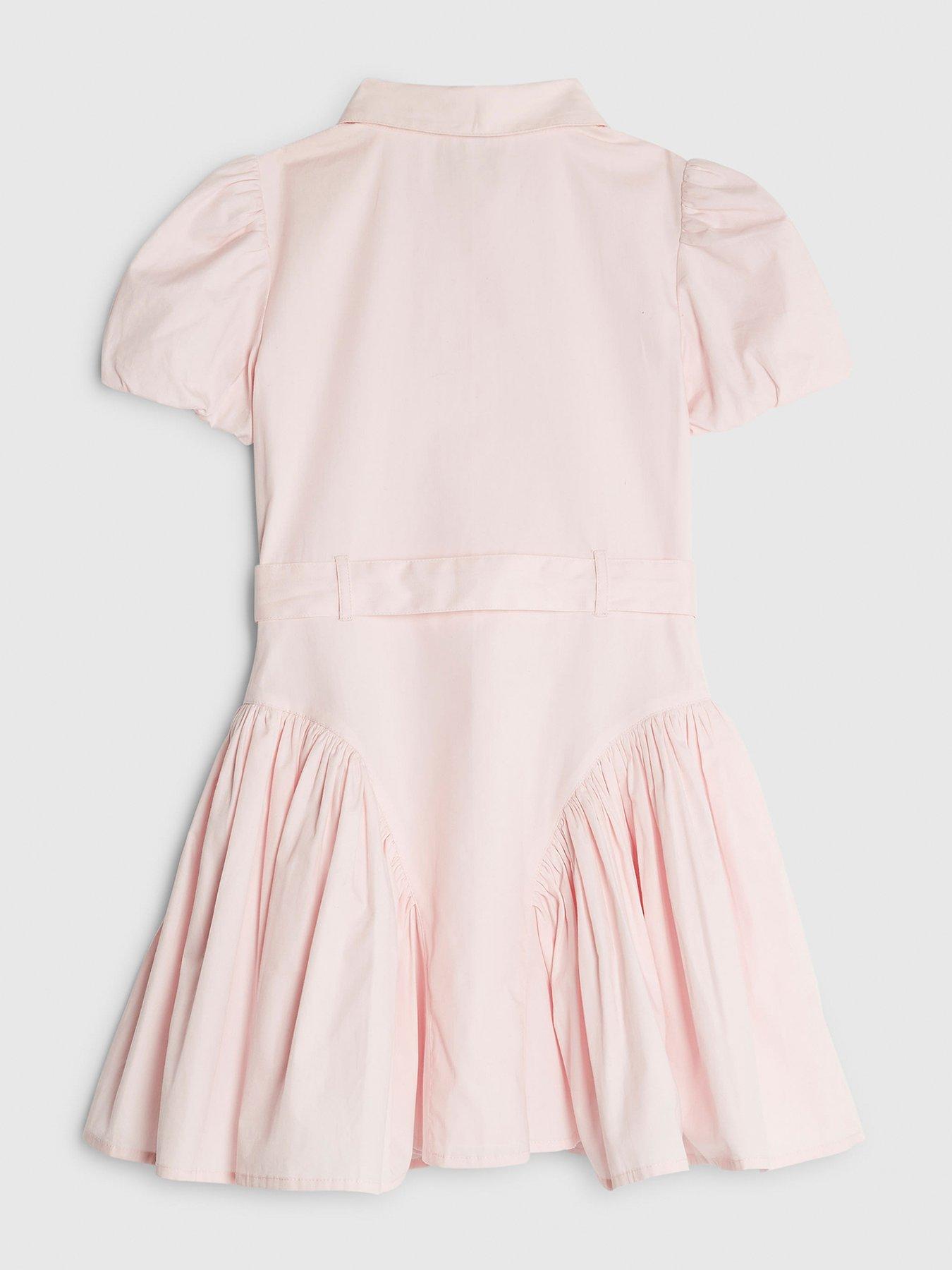 Image 2 of 3 of River Island Older Girls Embellished Shirt Dress - Pink